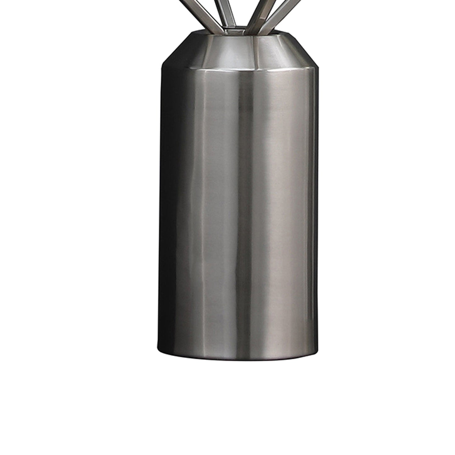 20 Inch Metal Table Lamp Octahedron Shade 40W LED Toggle Switch Silver