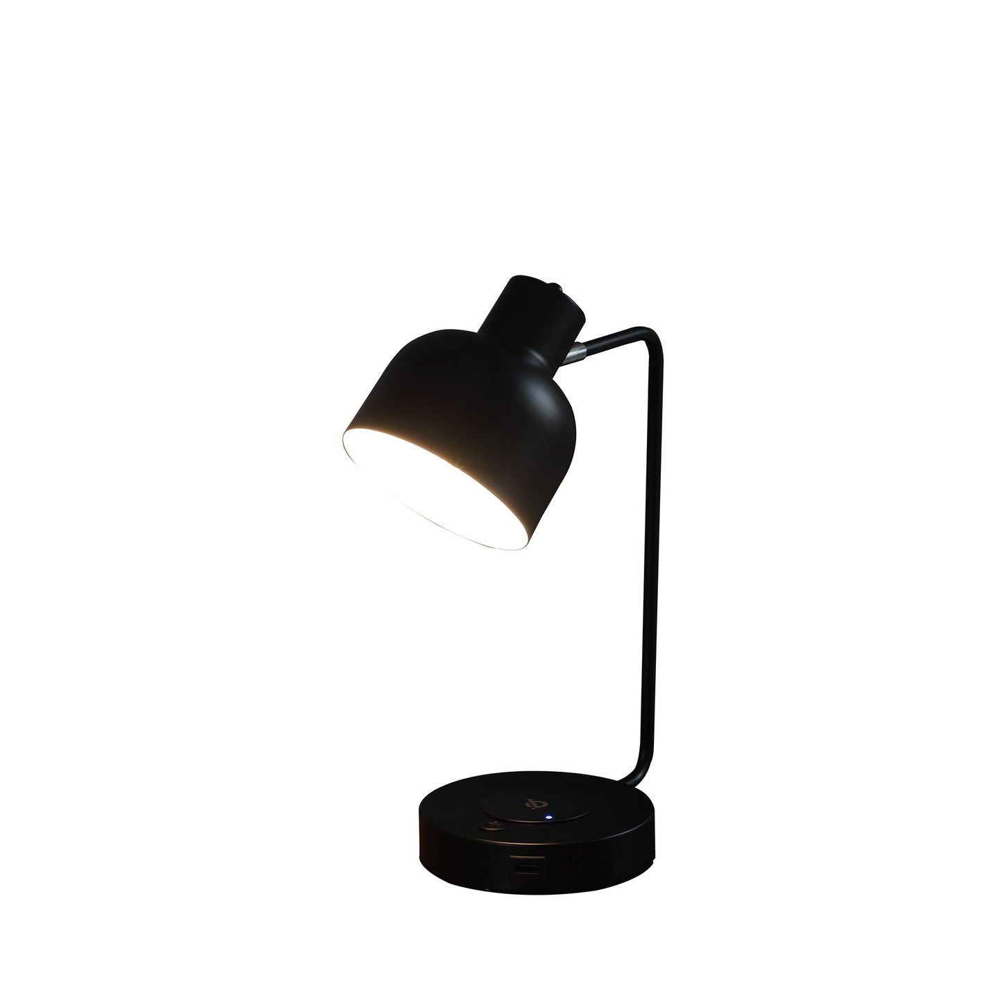 15 Inch Metal Table Lamp Adjustable Shade Wireless Charging Black