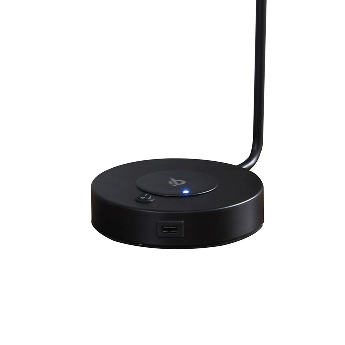 15 Inch Metal Table Lamp Adjustable Shade Wireless Charging Black