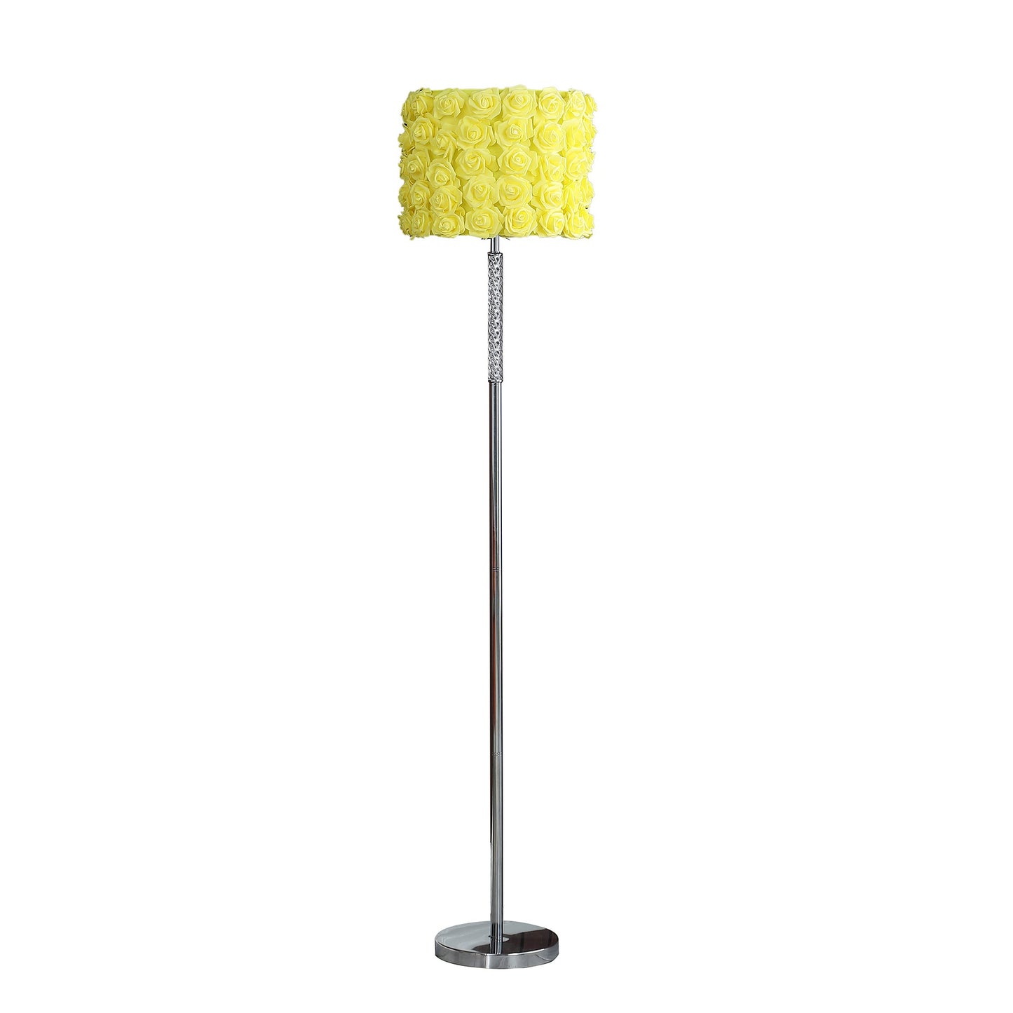 Finn 63 Inch Glamorous Floor Lamp Rose Accent Shade 100w Yellow Silver