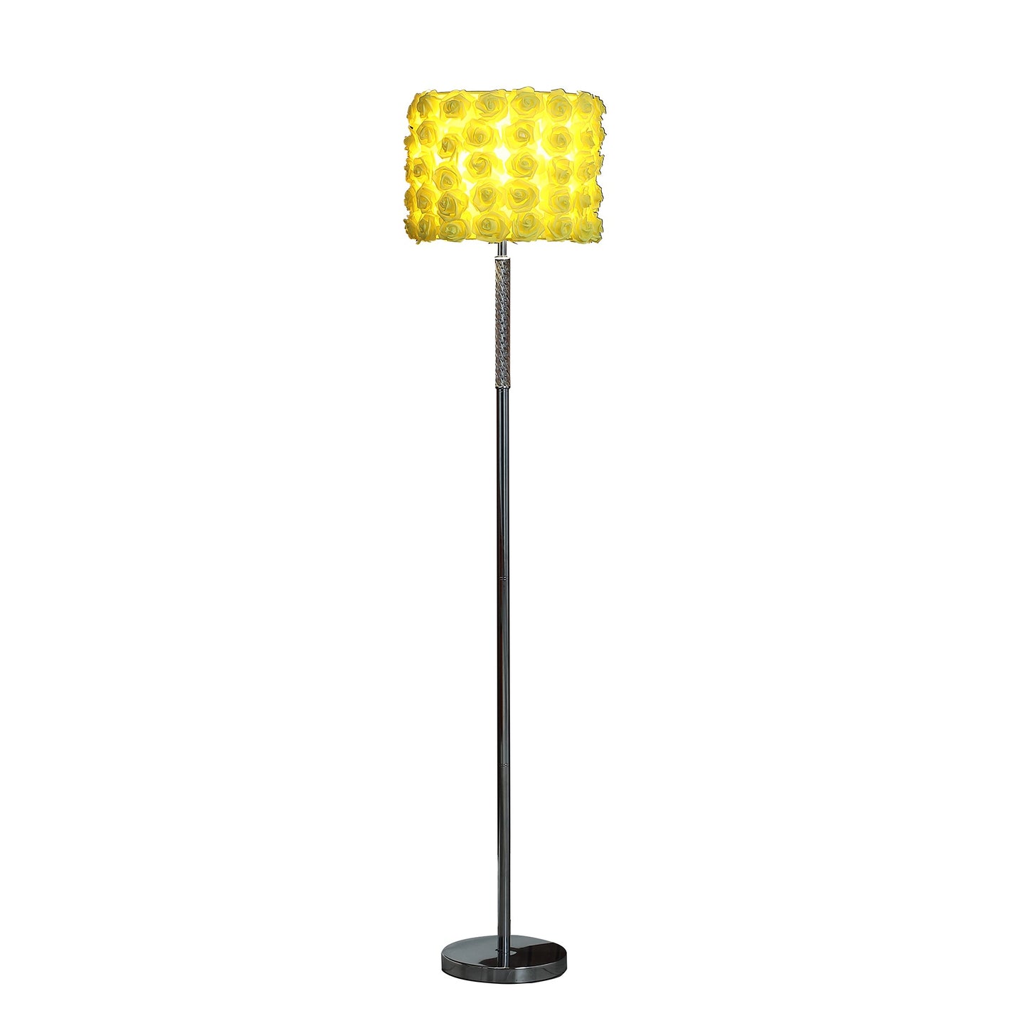 Finn 63 Inch Glamorous Floor Lamp Rose Accent Shade 100w Yellow Silver