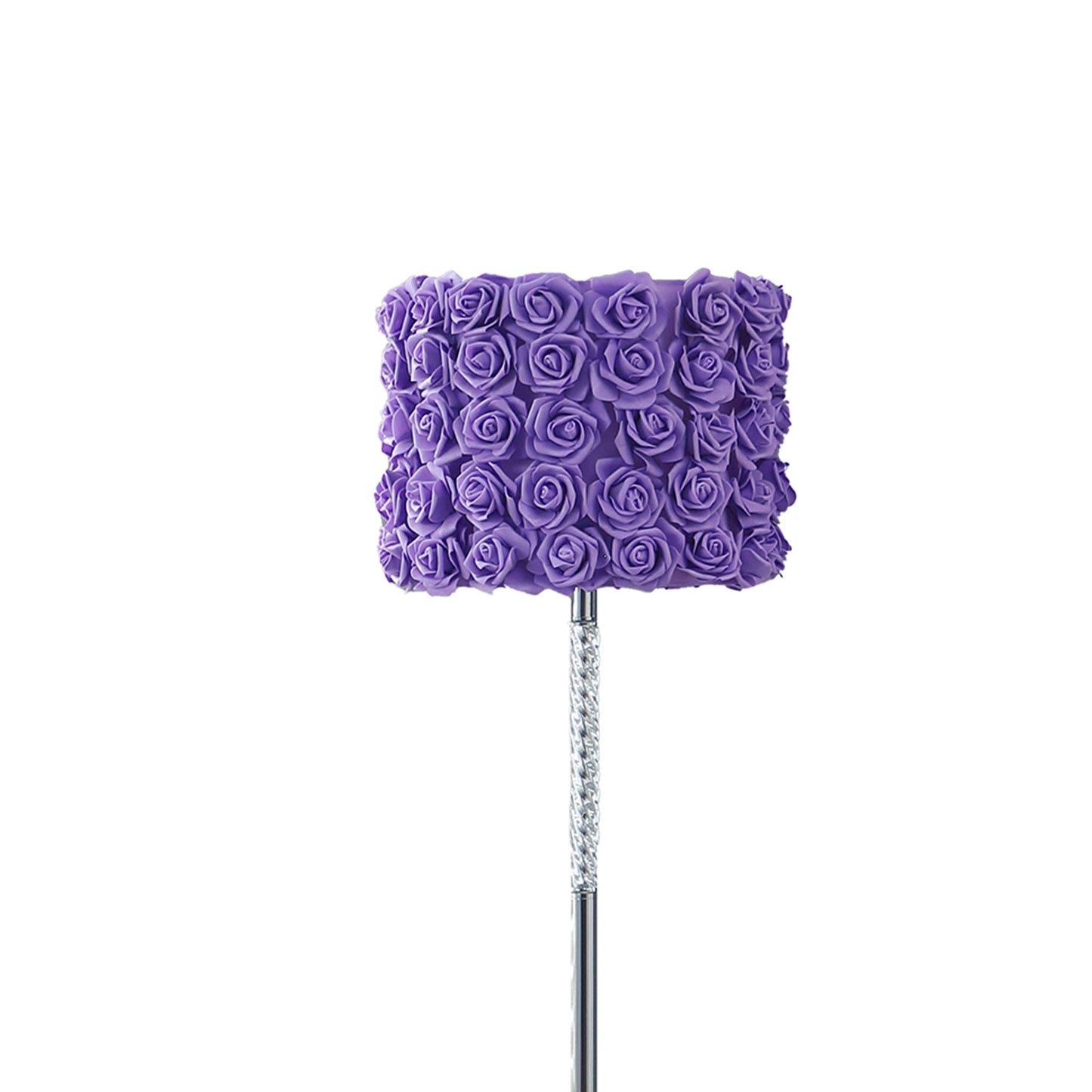 Finn 63 Inch Glamorous Floor Lamp Rose Accent Shade 100w Purple Silver