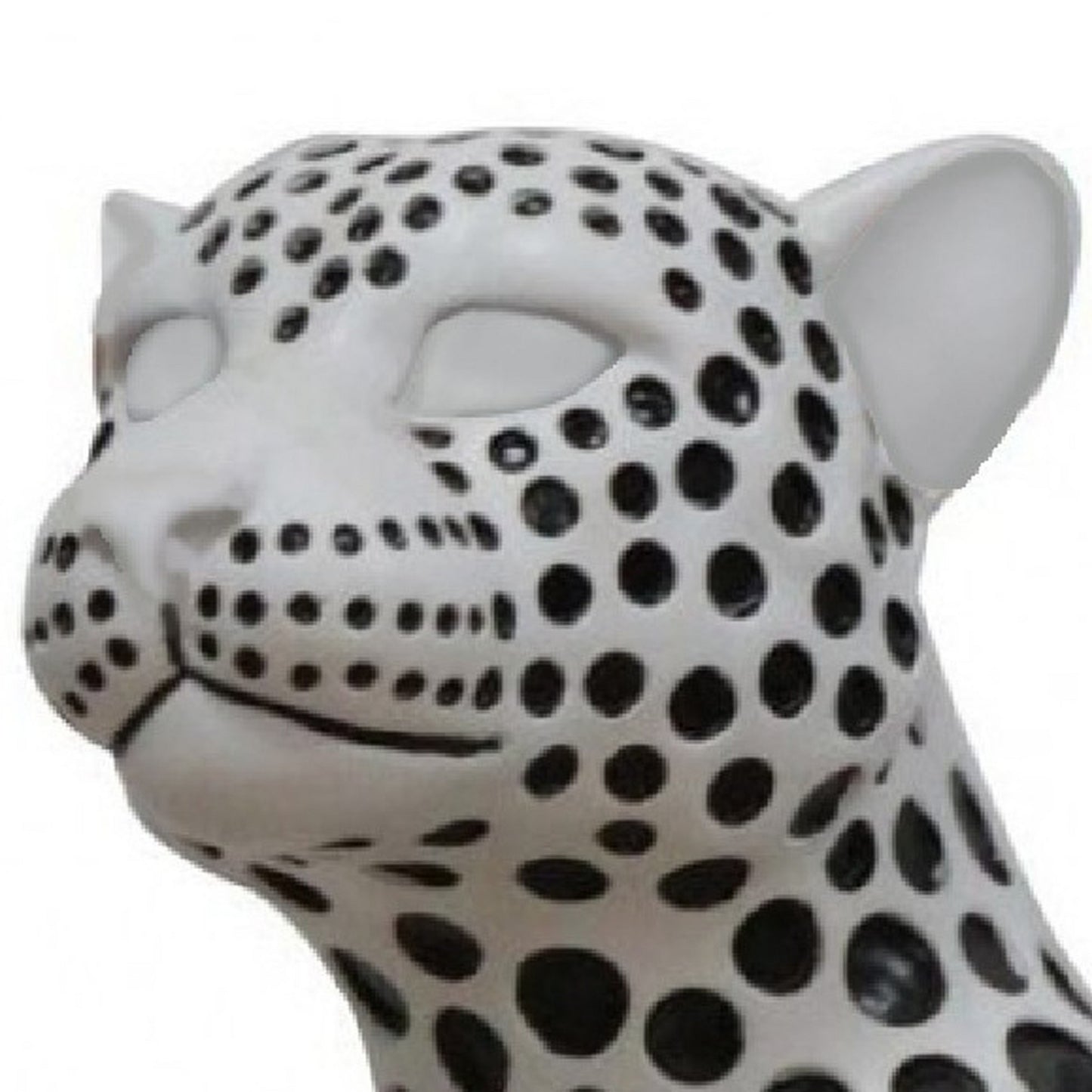 Cid 24 Inch Modern Polyresin Leopard Sculpture Decor Dotted White Black