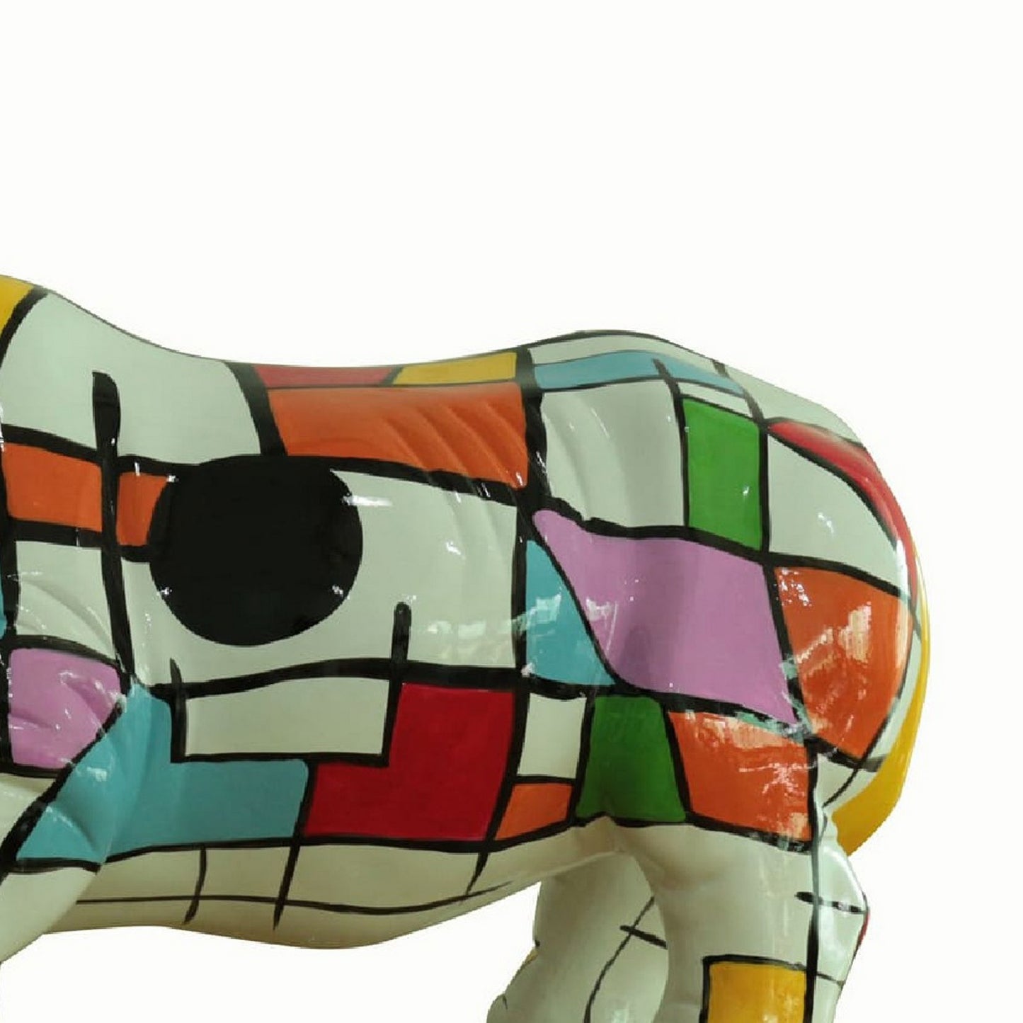 Cid 21 Inch Resin Rhino Sculpture Decor Multicolor Abstract Pattern