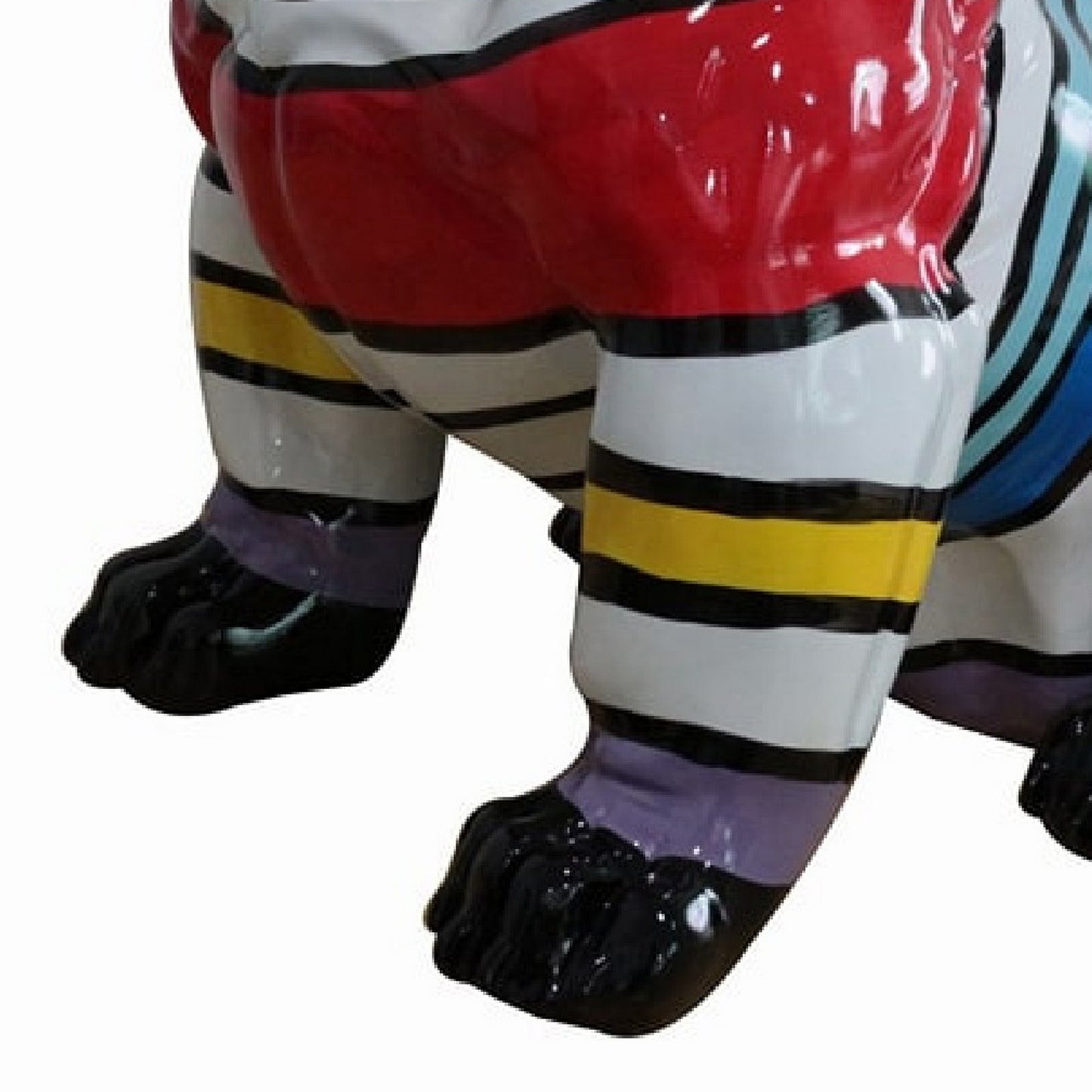 Cid 18 Inch Resin Pug Sculpture Decor Multicolor Abstract Pattern