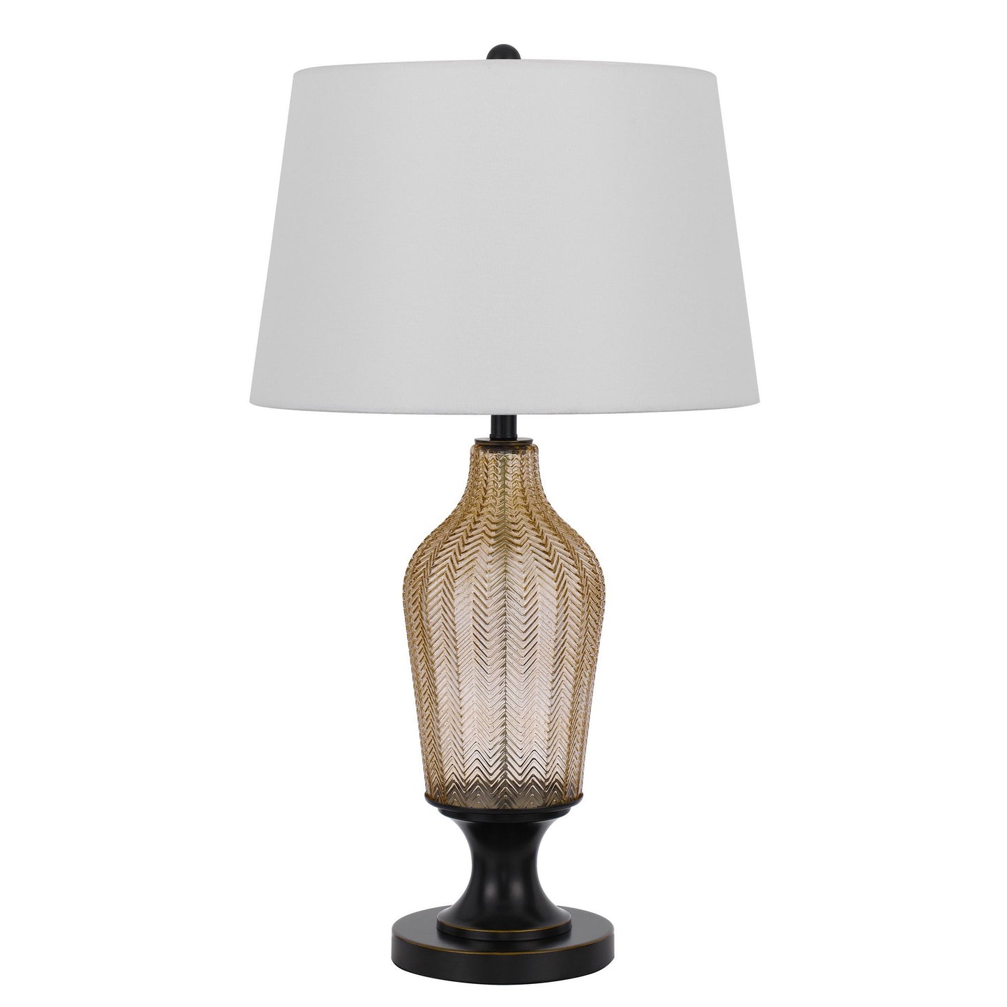 31 Inch Modern Table Lamp Smoked Glass Body Metal Base Dark Bronze