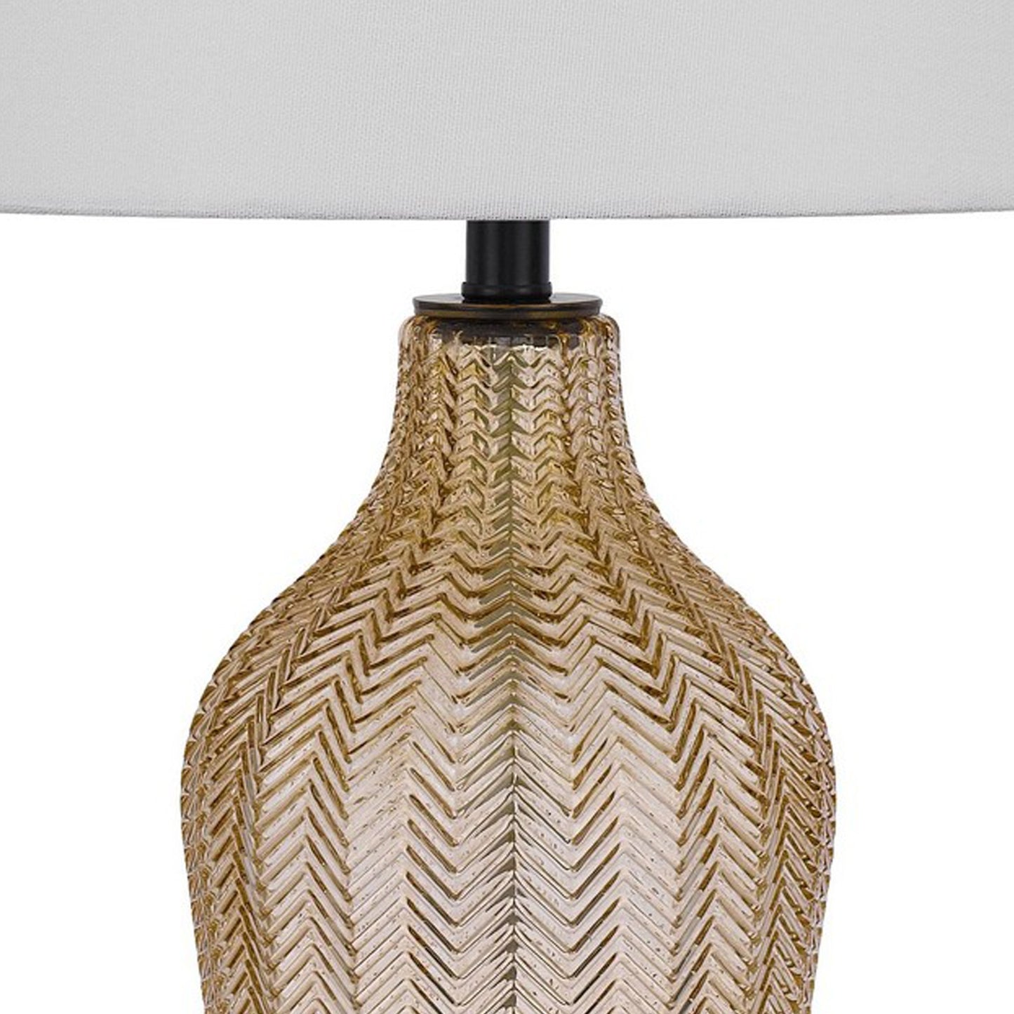 31 Inch Modern Table Lamp Smoked Glass Body Metal Base Dark Bronze