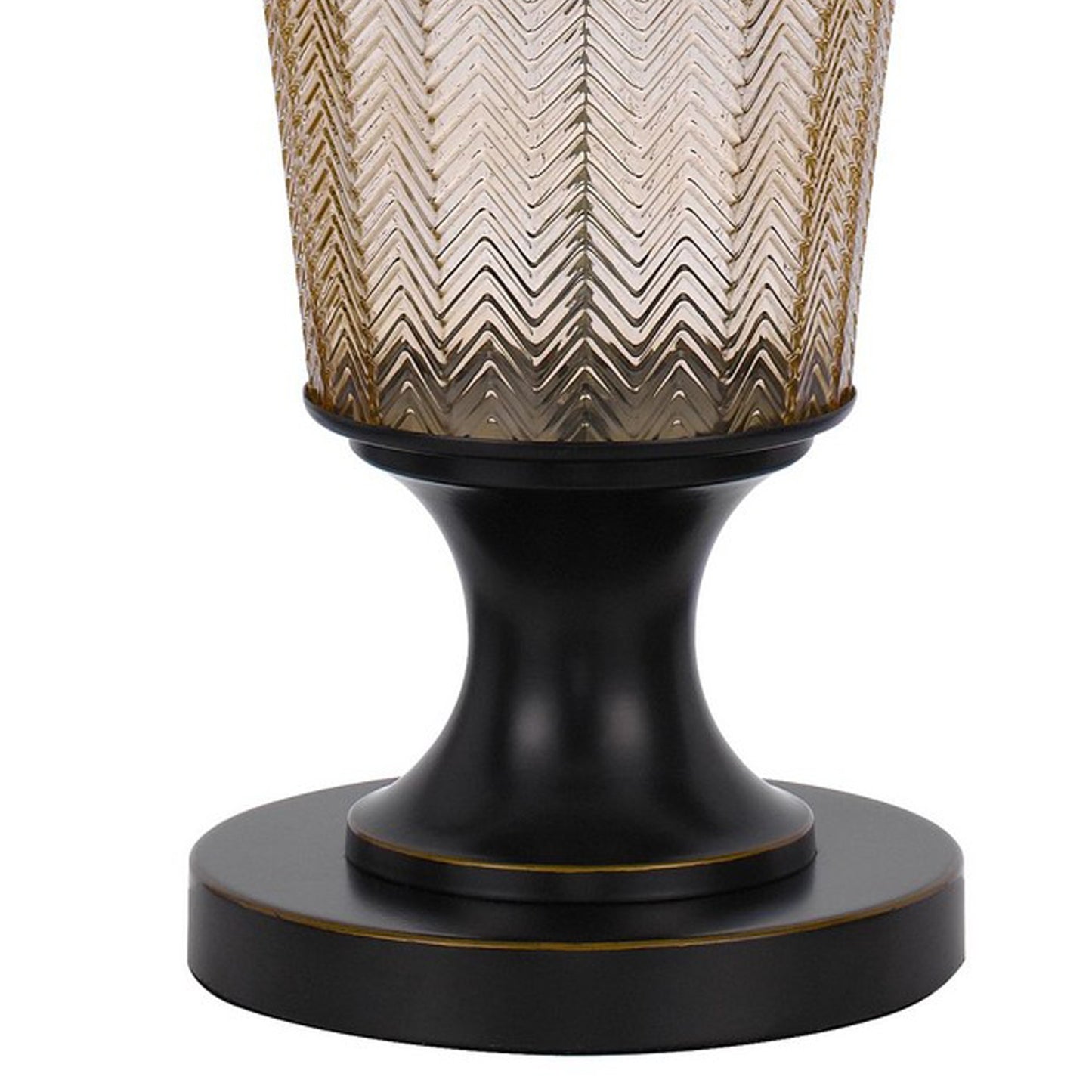 31 Inch Modern Table Lamp Smoked Glass Body Metal Base Dark Bronze