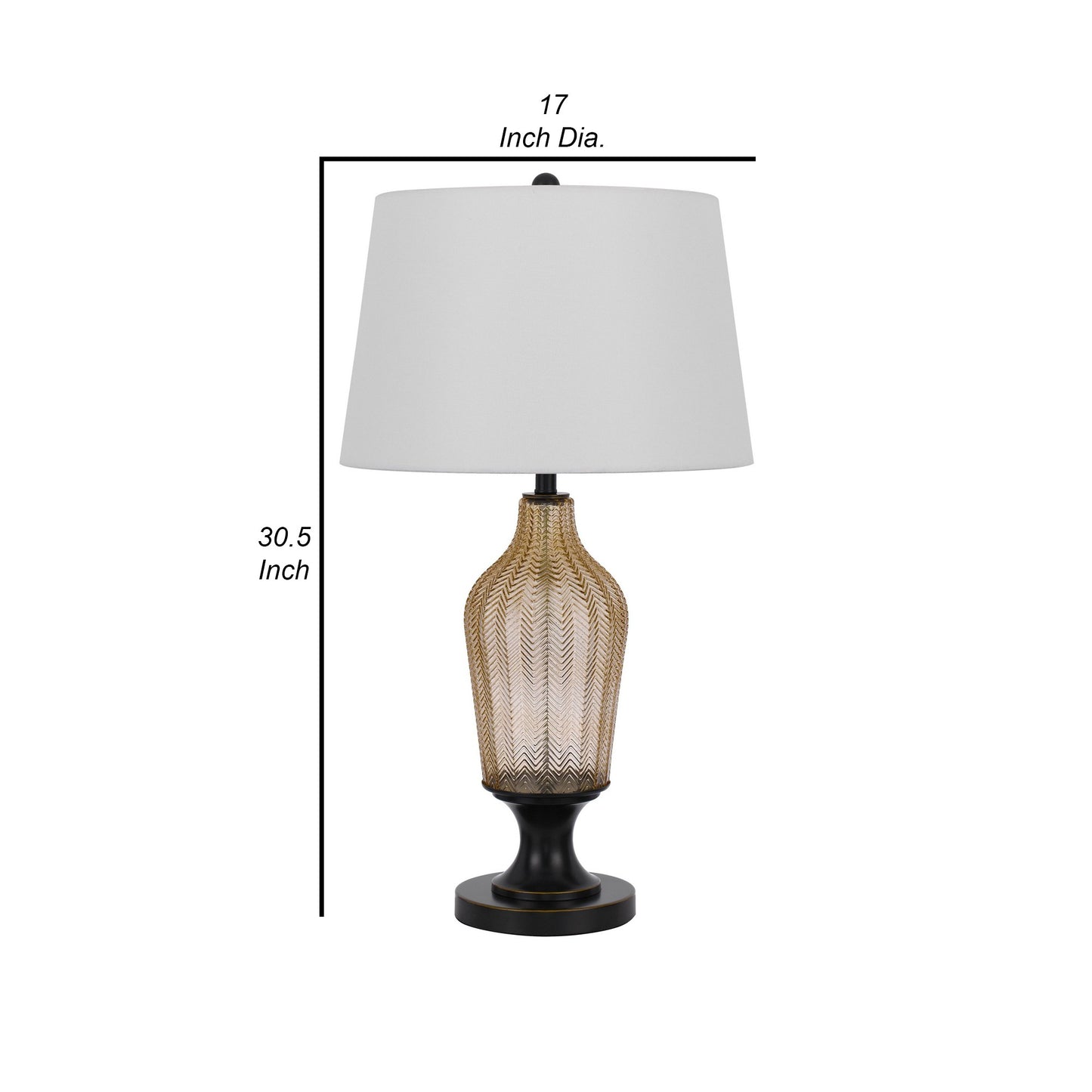 31 Inch Modern Table Lamp Smoked Glass Body Metal Base Dark Bronze