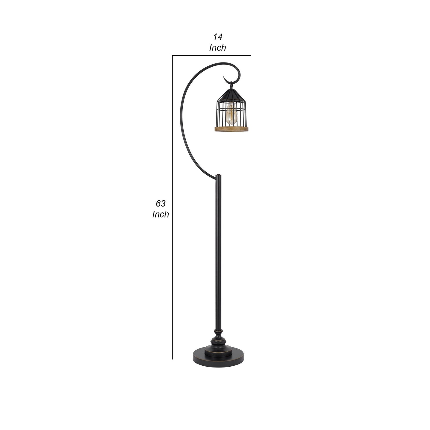 Kim 63 Inch Modern Floor Lamp Hanging Lantern Shade Metal Dark Bronze