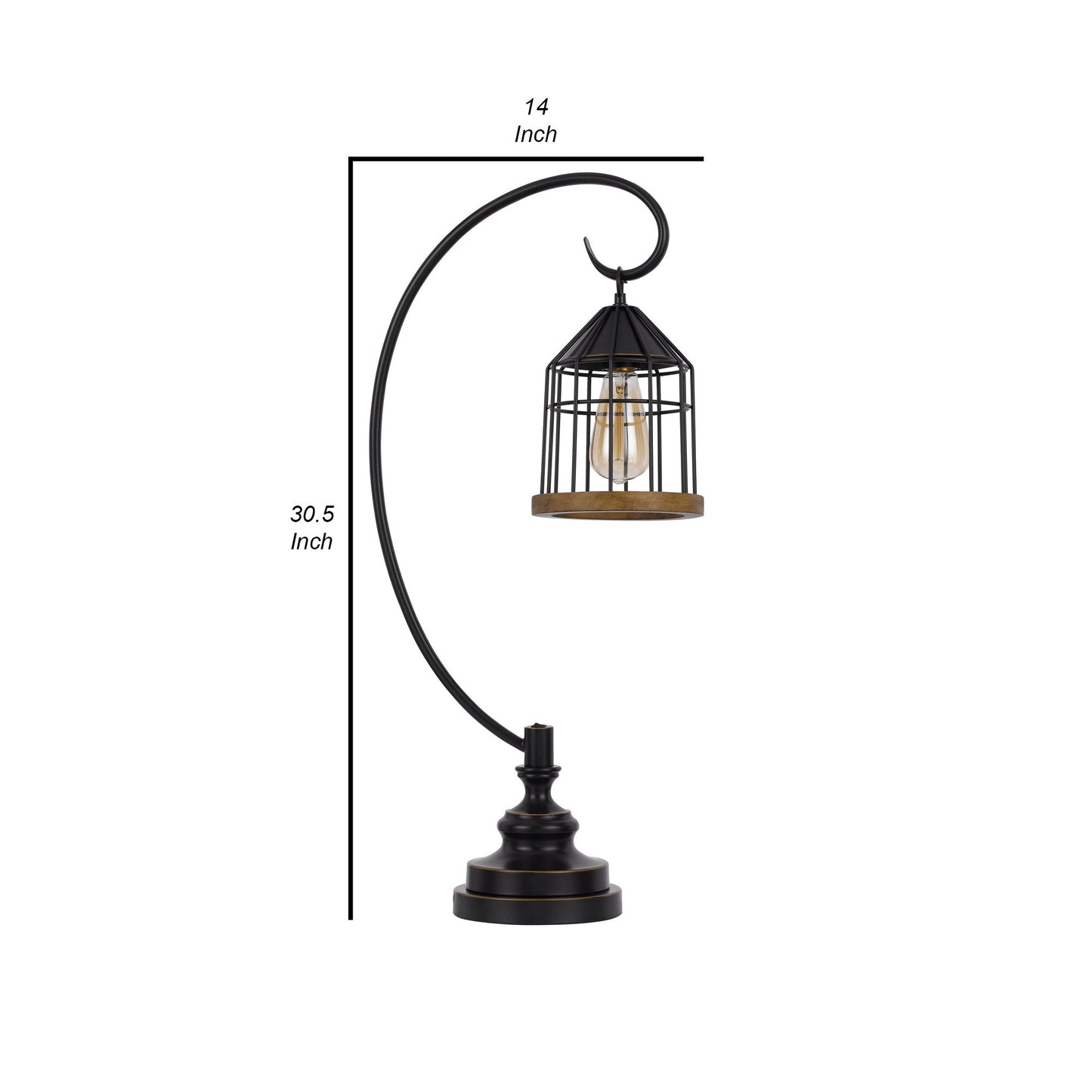 Kim 31 Inch Modern Table Lamp Hanging Lantern Shade Metal Dark Bronze