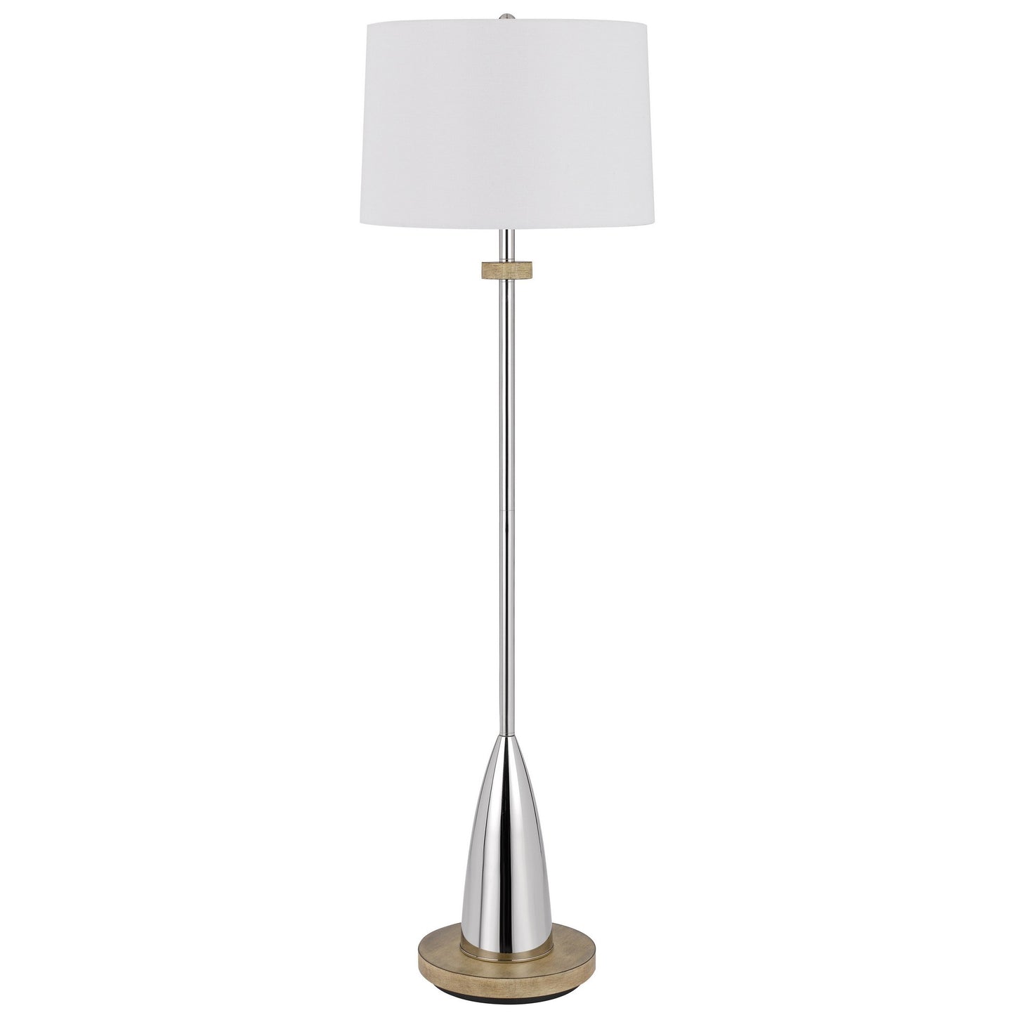 Charlie 61 Inch Modern Floor Lamp Drum Shade Glossy Chrome White Brown