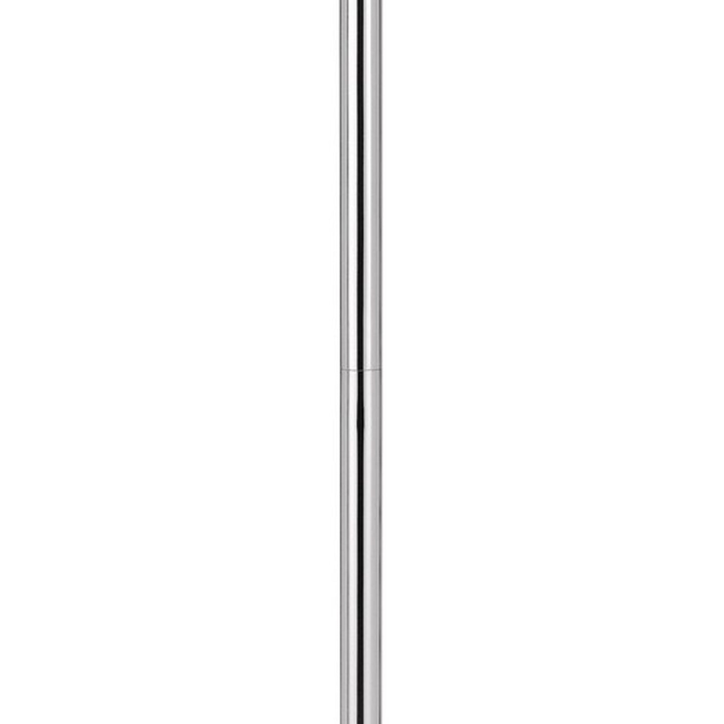 Charlie 61 Inch Modern Floor Lamp Drum Shade Glossy Chrome White Brown