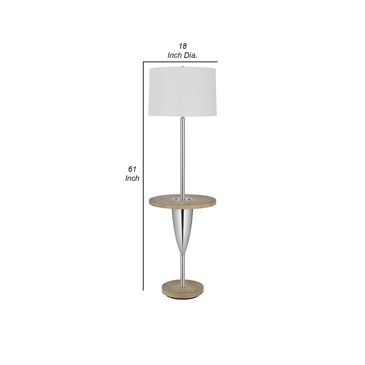 Charlie 61 Inch Modern Floor Lamp Wood Table 1 Usb Glossy White Brown