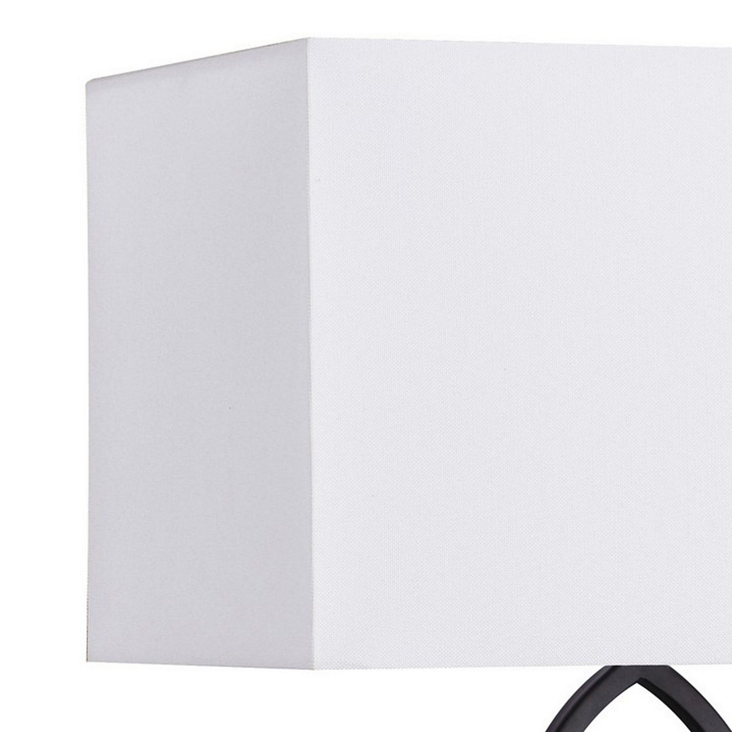 29 Inch Modern Table Lamp Box Shade Ornate Metal Base White Black