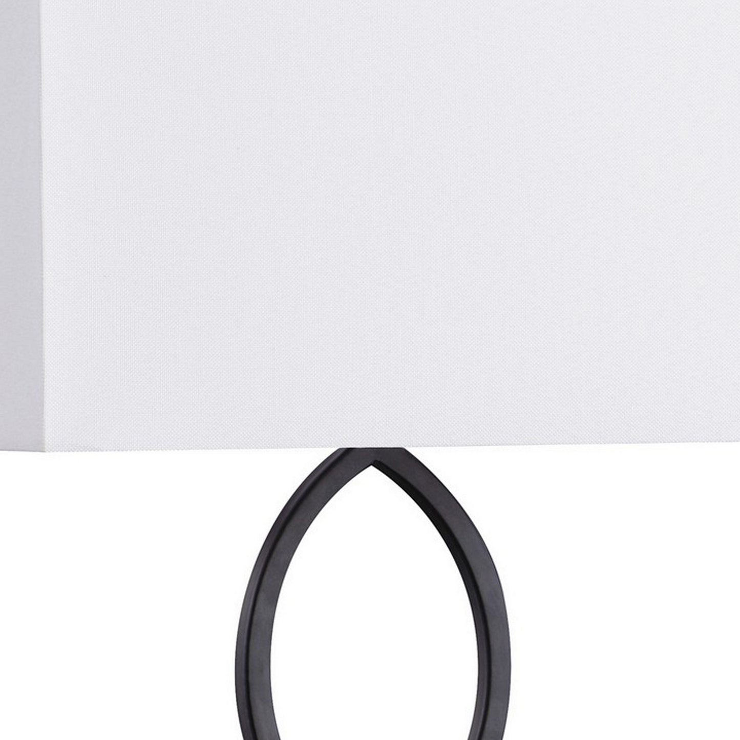 29 Inch Modern Table Lamp Box Shade Ornate Metal Base White Black