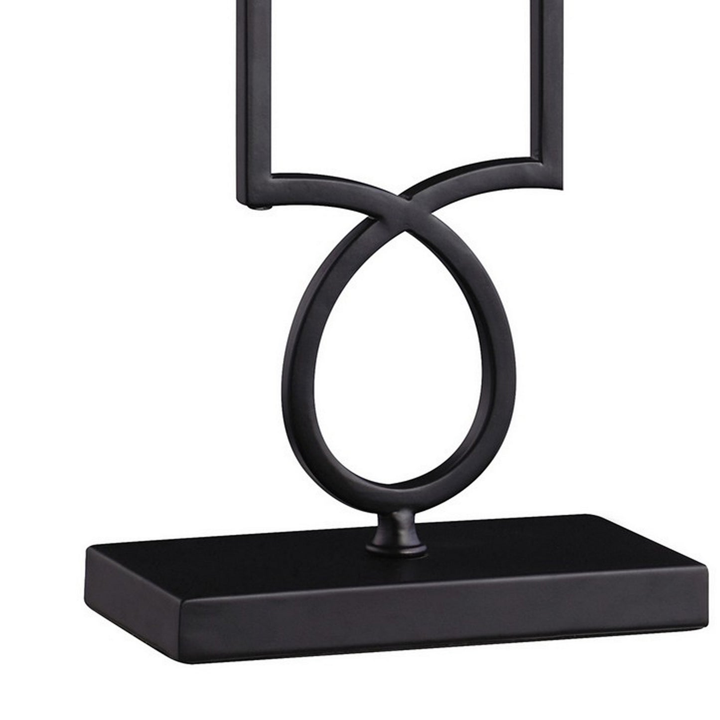 29 Inch Modern Table Lamp Box Shade Ornate Metal Base White Black