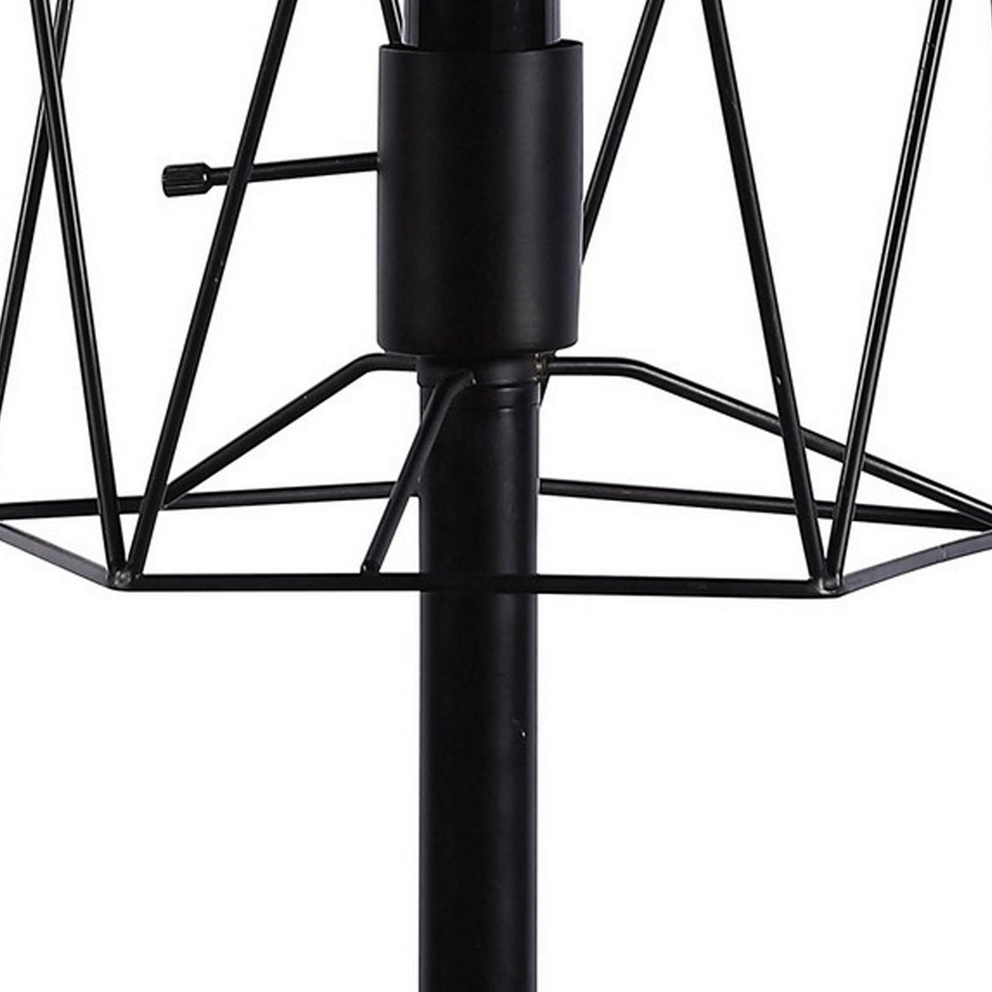 Ora 26 Inch Modern Table Lamp Square Cage Shade Round Metal Base Black