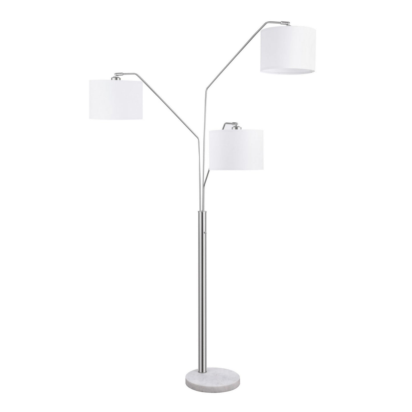 84 Inch Modern Floor Lamp Three Drum Shades Marble Base White Silver