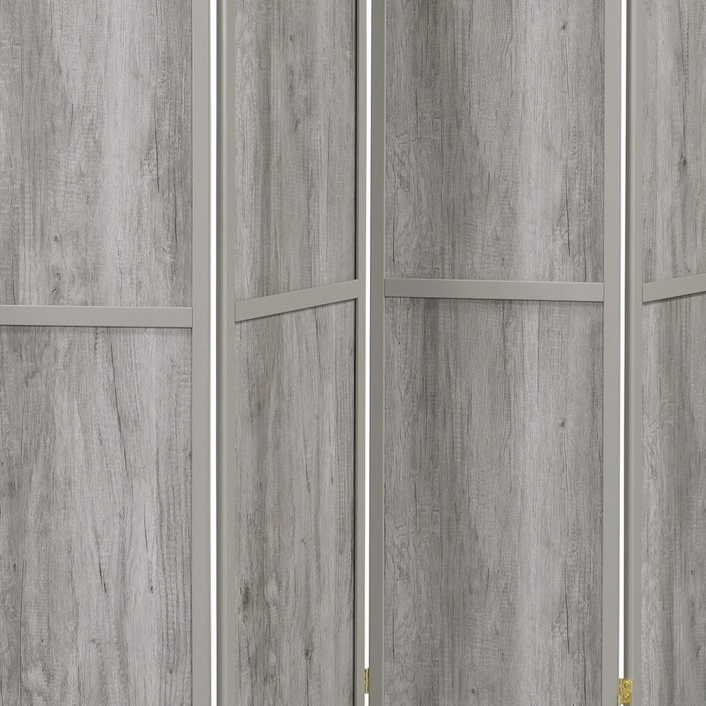 70 Inch Modern 4 Panel Folding Screen Room Divider, Rustic Gray Wood Finish