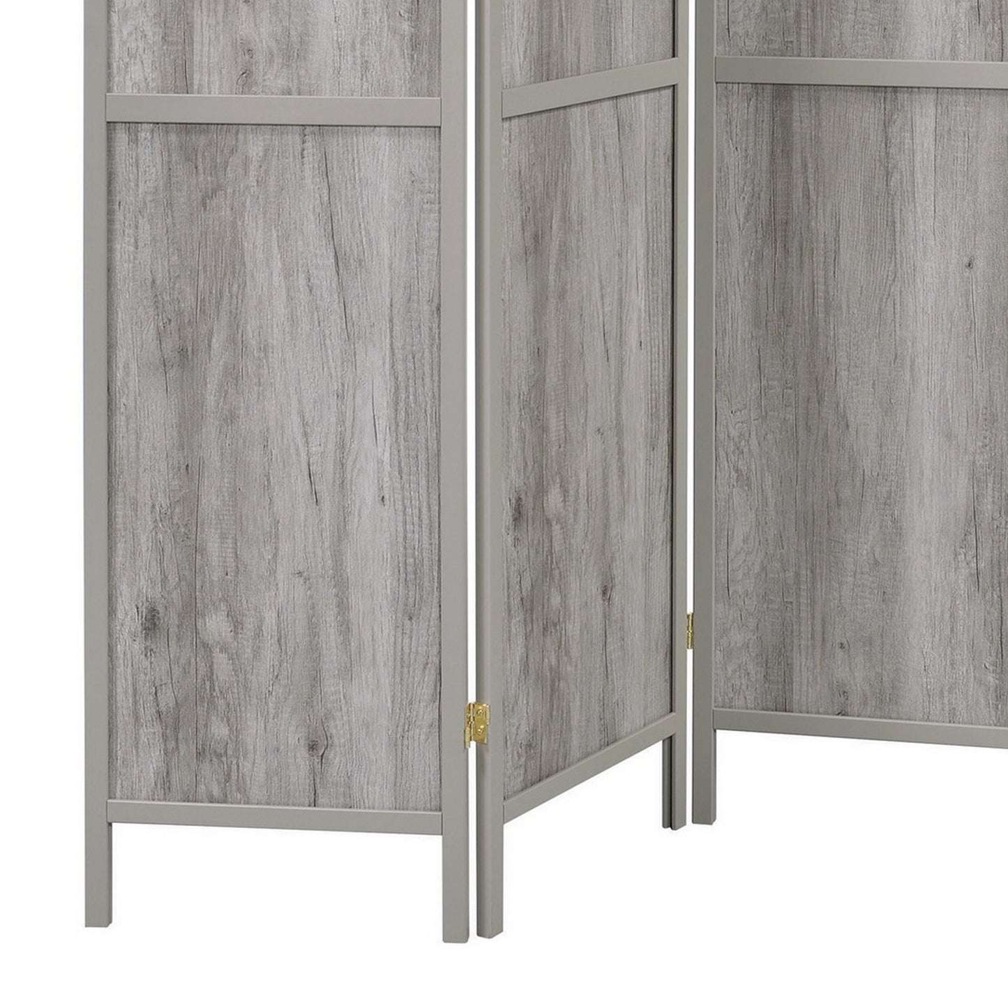 70 Inch Modern 4 Panel Folding Screen Room Divider, Rustic Gray Wood Finish