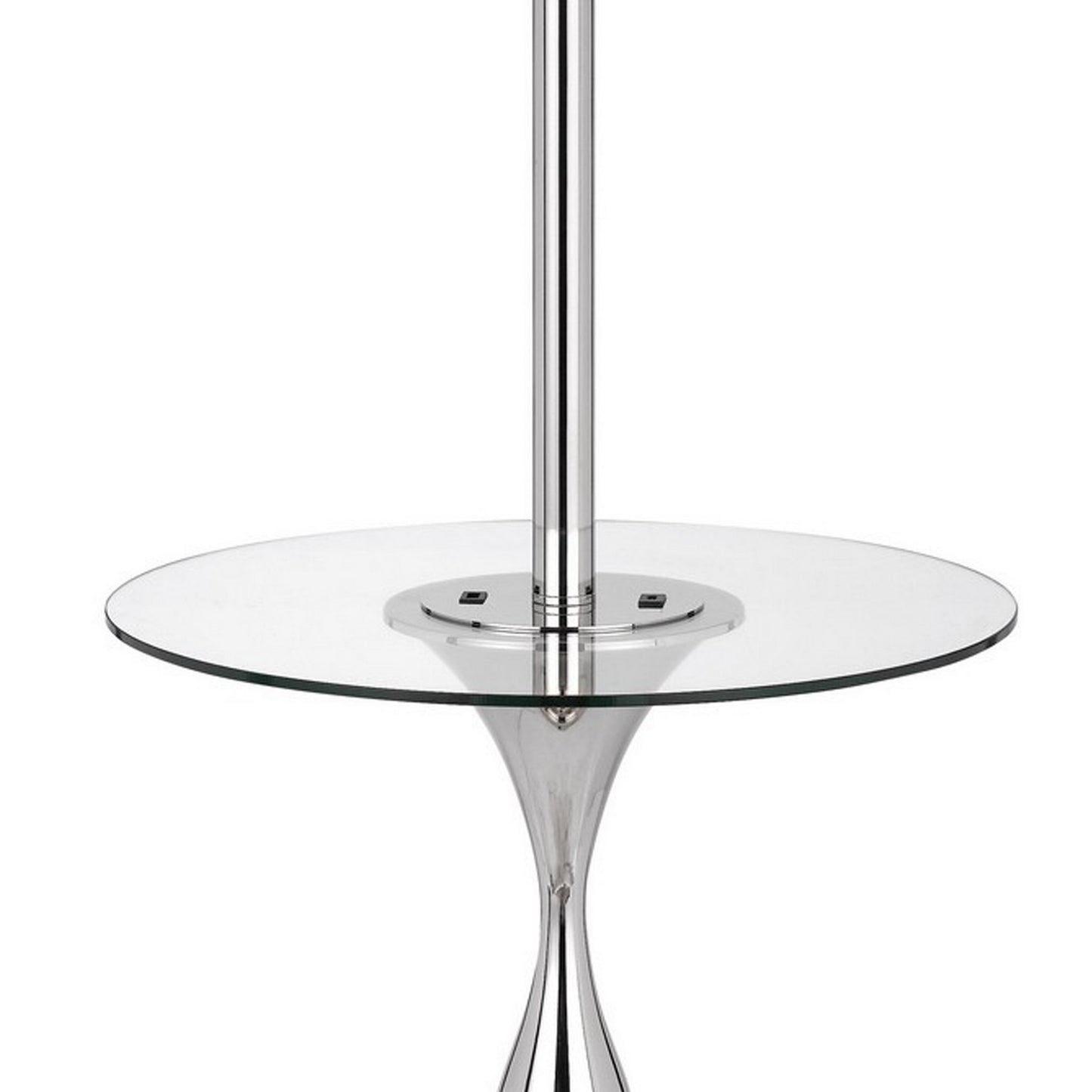 Ava 61 Inch Modern Floor Lamp Glass Tray Table 1 Usb Port Glossy Chrome