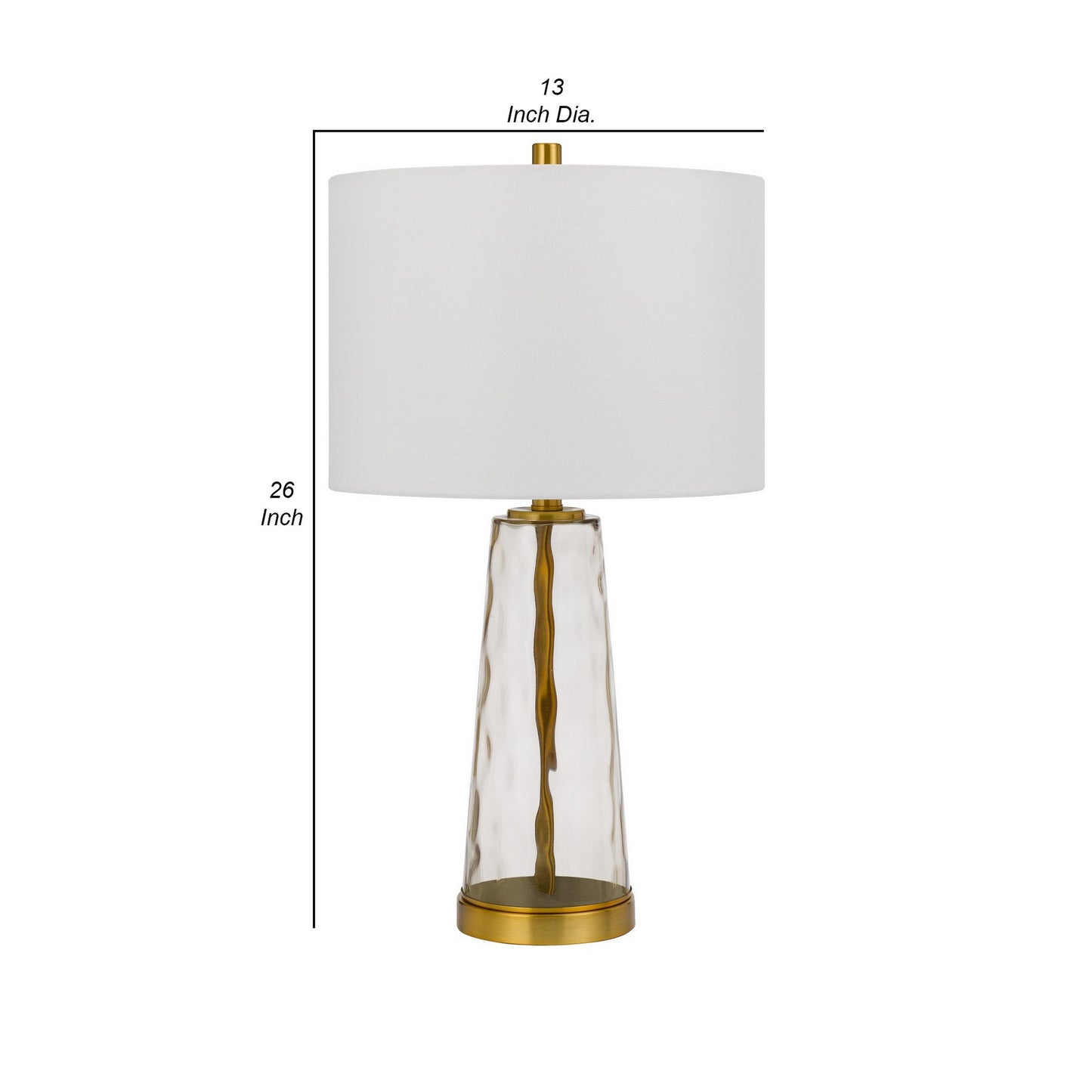 26 Inch Modern Accent Table Lamp Set of 2 Clear Glass Base Antique Brass