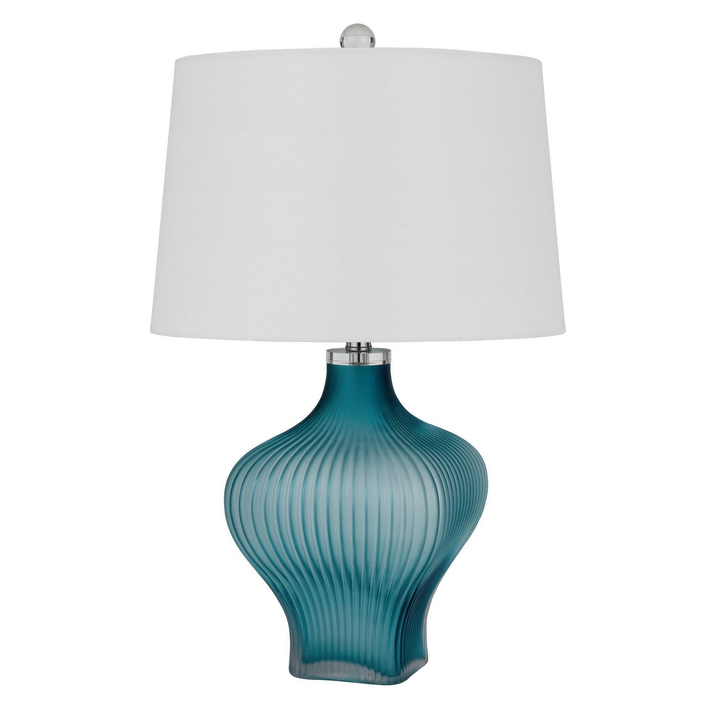 26 Inch Modern Accent Table Lamp Unique Tapered Glass Base Aqua Blue