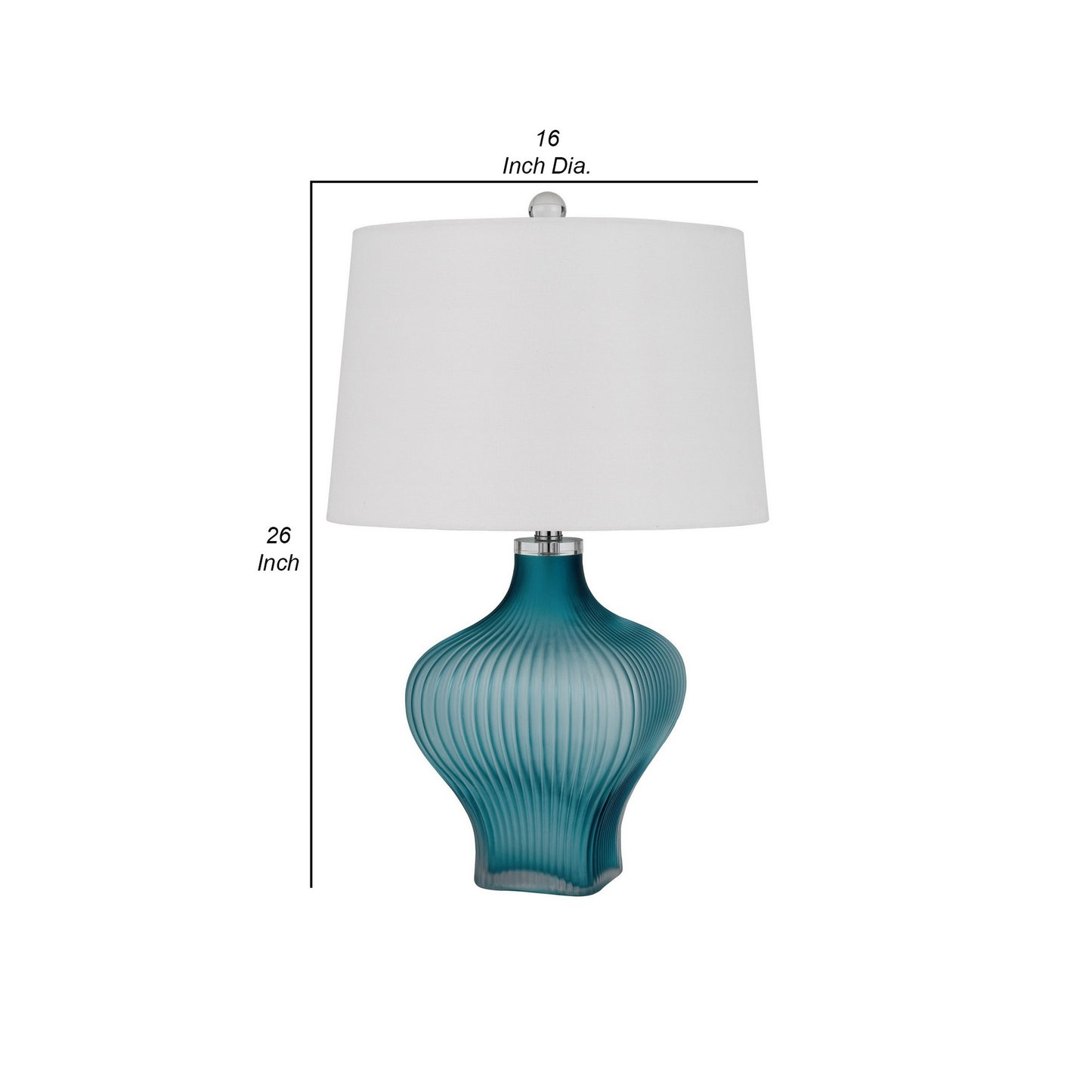 26 Inch Modern Accent Table Lamp Unique Tapered Glass Base Aqua Blue