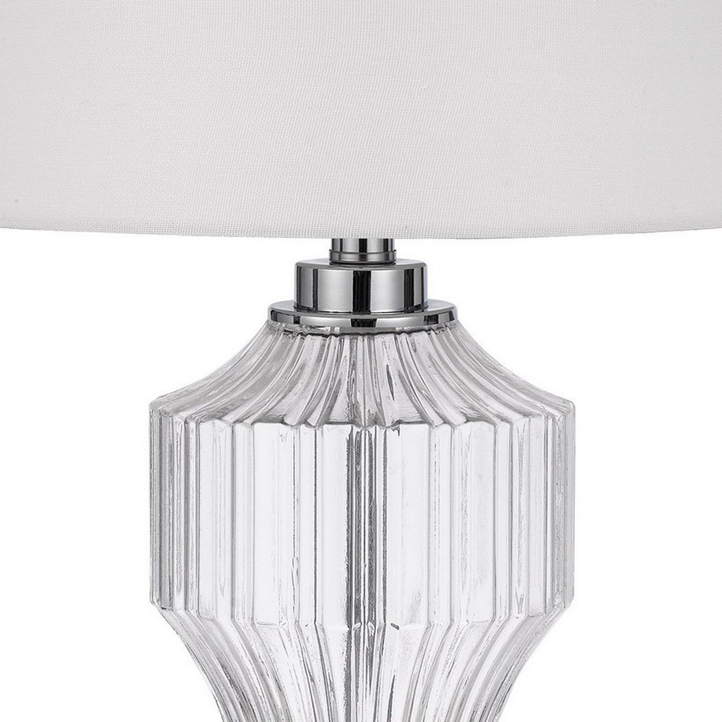 26 Inch Accent Table Lamp Round Glass Base White Clear