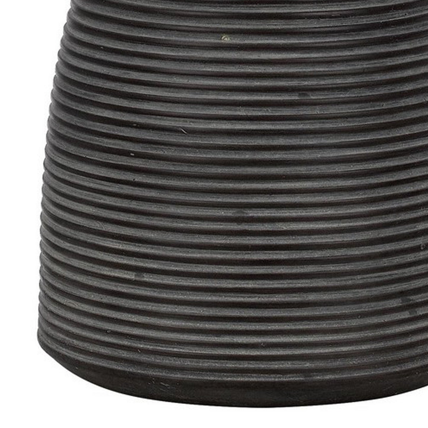 29 Inch Classic Table Lamp Textured Lined Body Ceramic Charcoal Black