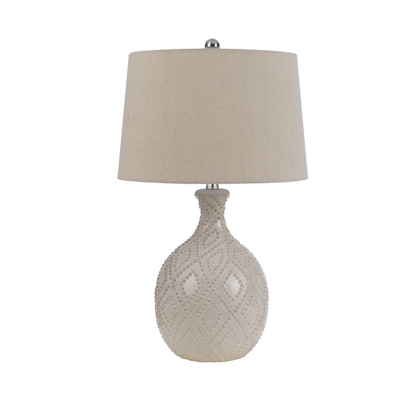 27 Inch Table Lamp Set of 2 Ceramic Base Hardback Fabric Shade Ivory