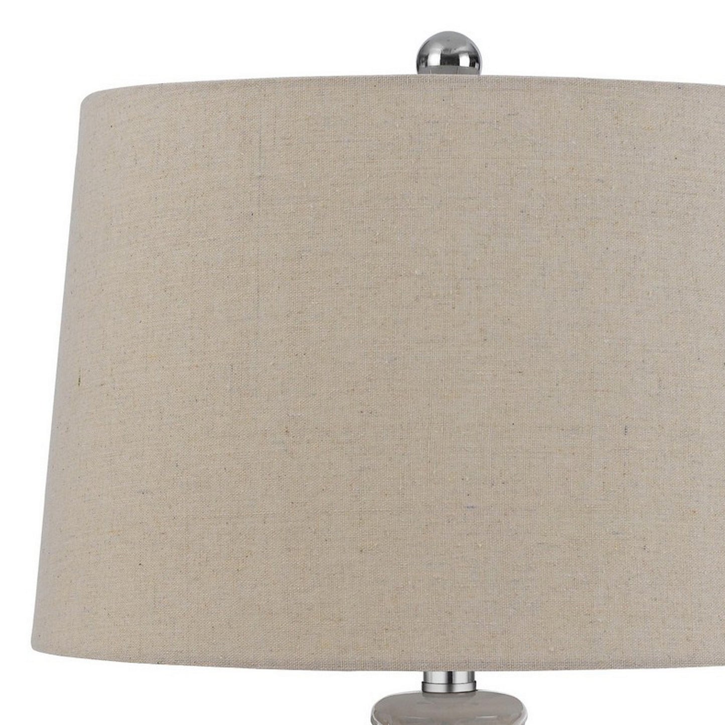 27 Inch Table Lamp Set of 2 Ceramic Base Hardback Fabric Shade Ivory