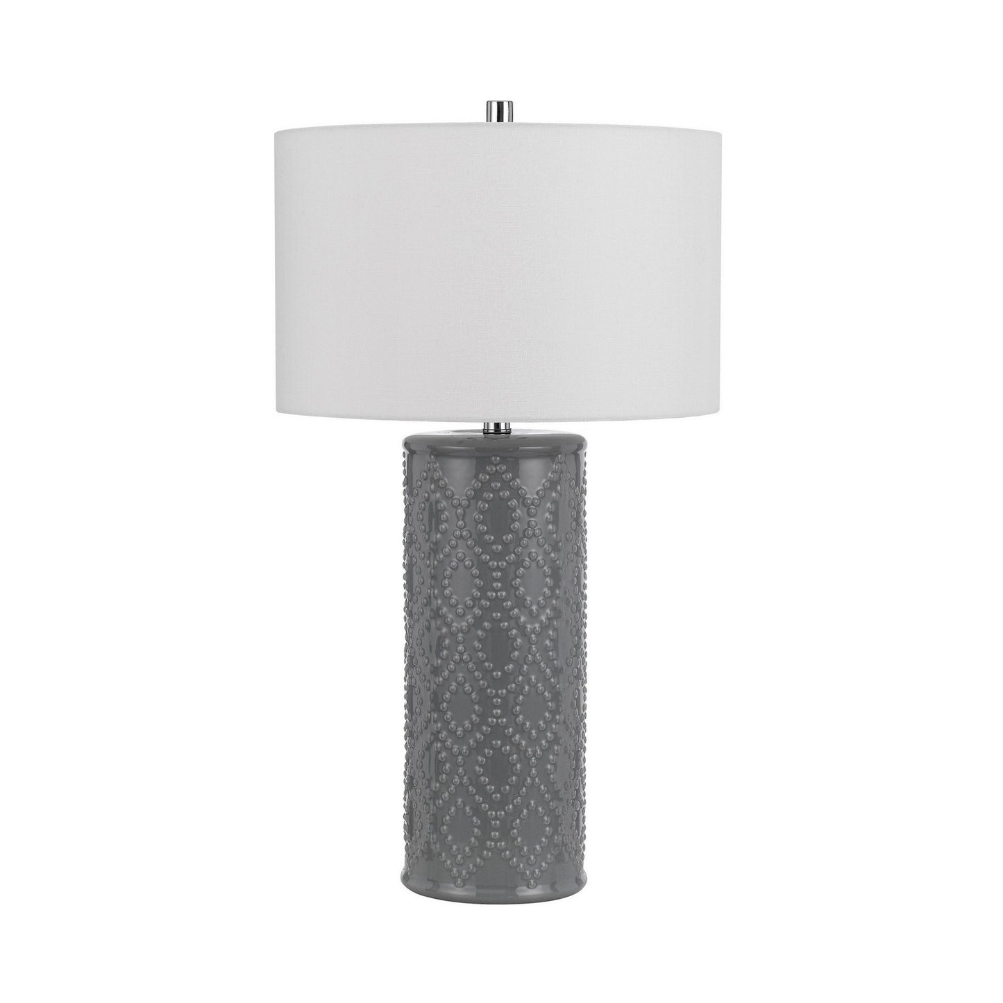 29 Inch Accent Table Lamp Set of 2 Tall Cylinder Ball Finial Accent Gray