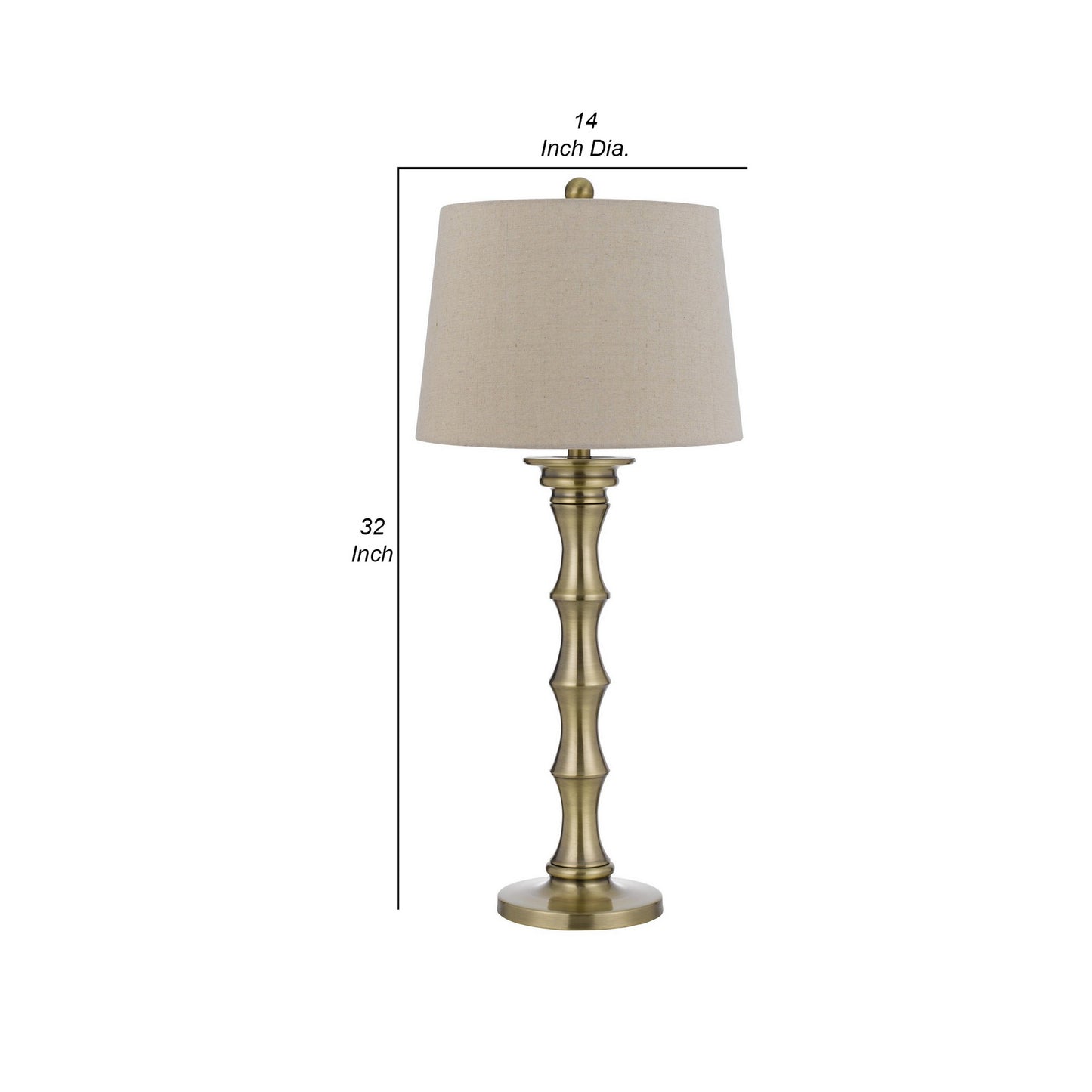 Noah 32 Inch Accent Table Lamp Set of 2 Turned Pedestal Antique Brass