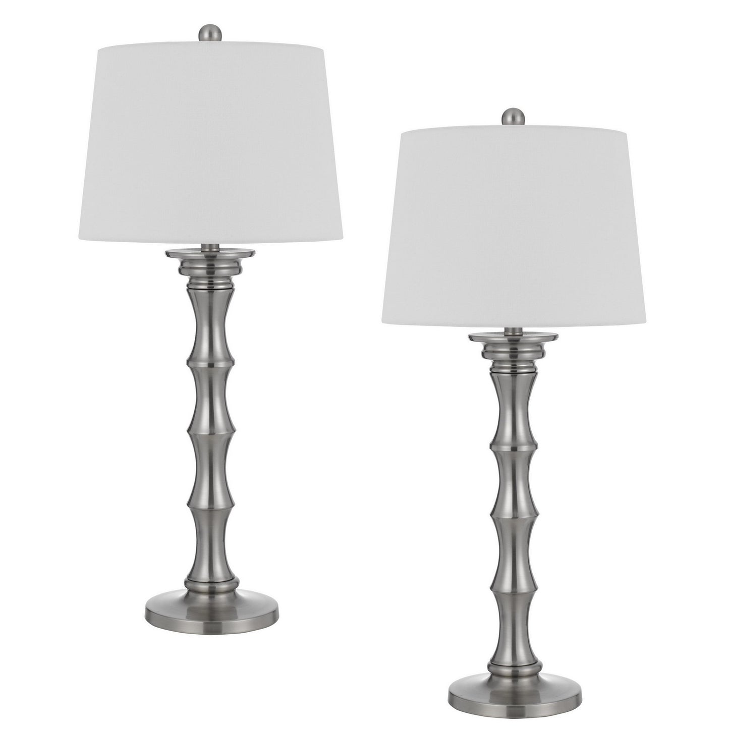 Noah 33 Inch Accent Table Lamp Set of 2 Turned Pedestal Base Silver