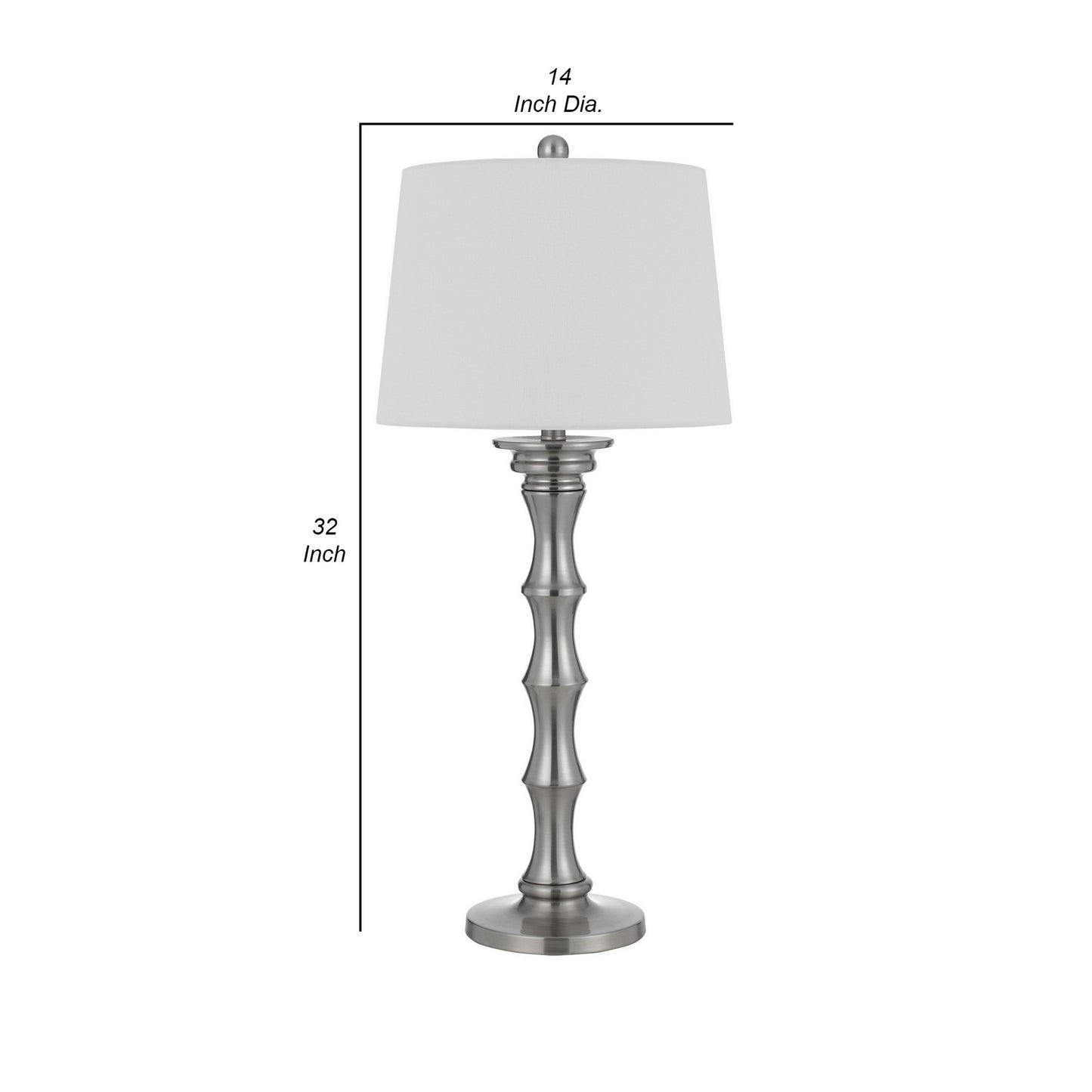 Noah 33 Inch Accent Table Lamp Set of 2 Turned Pedestal Base Silver