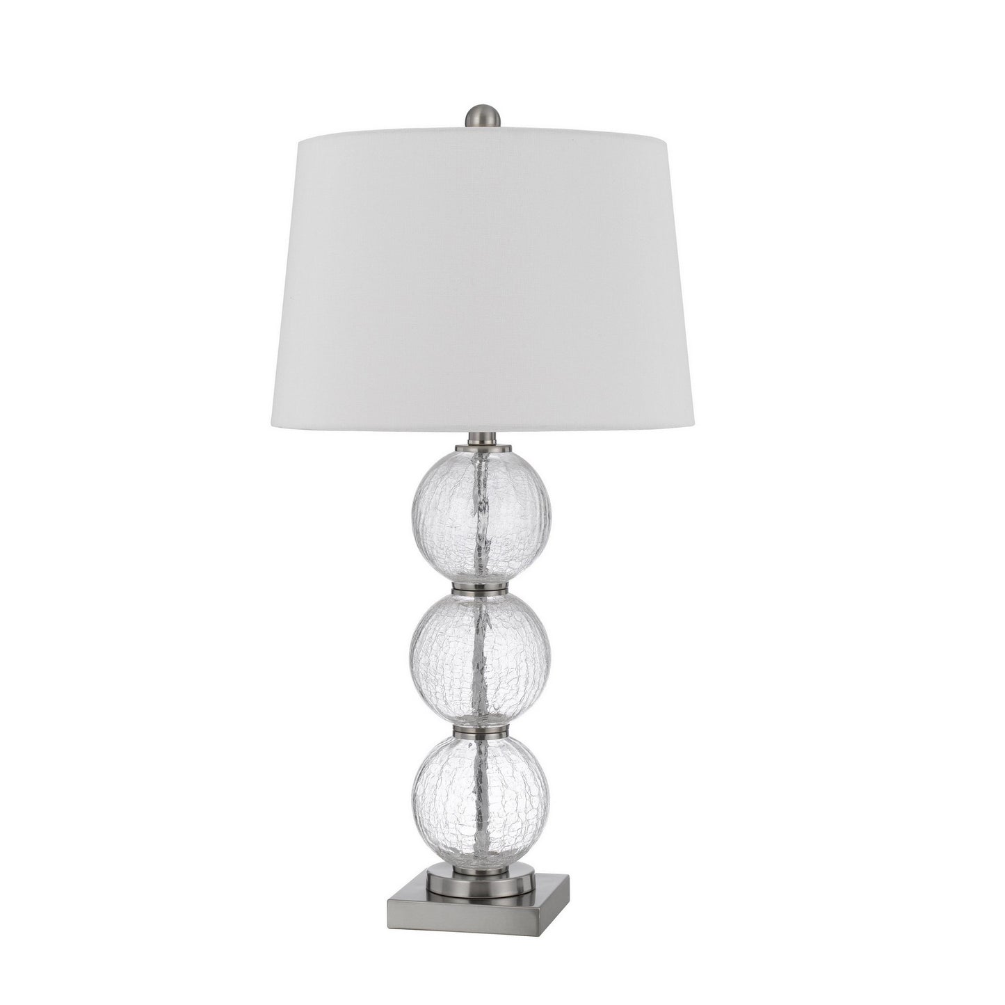 29 Inch Accent Table Lamp Set of 2 Stacked Crackle Glass balls Silver