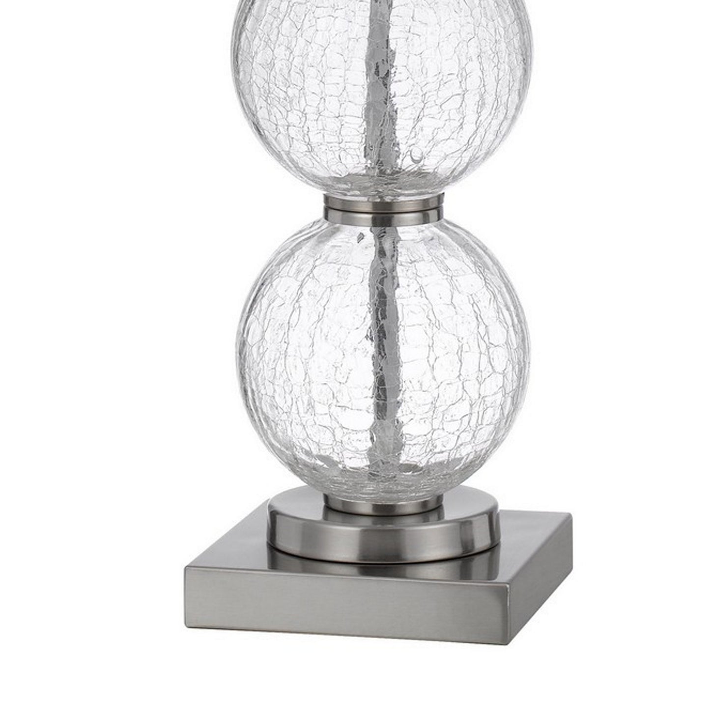 29 Inch Accent Table Lamp Set of 2 Stacked Crackle Glass balls Silver