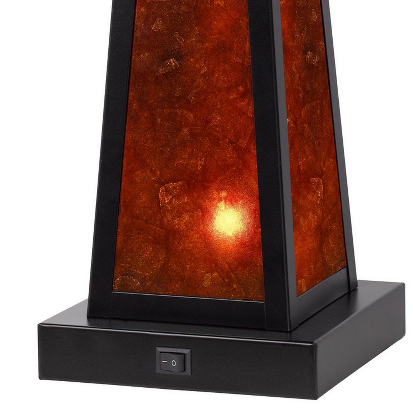 24 Inch Elegant Mica Table Lamp With Night Light Pull Chain Switch