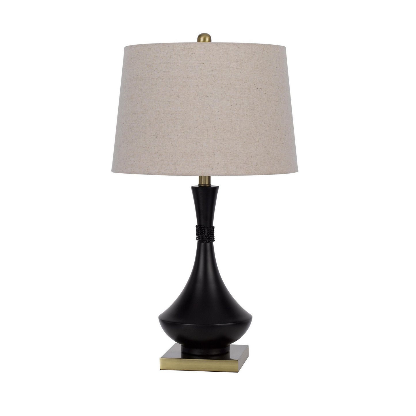 27 Inch Modern Table Lamp Metal Base Set of 2 Black Antique Brass