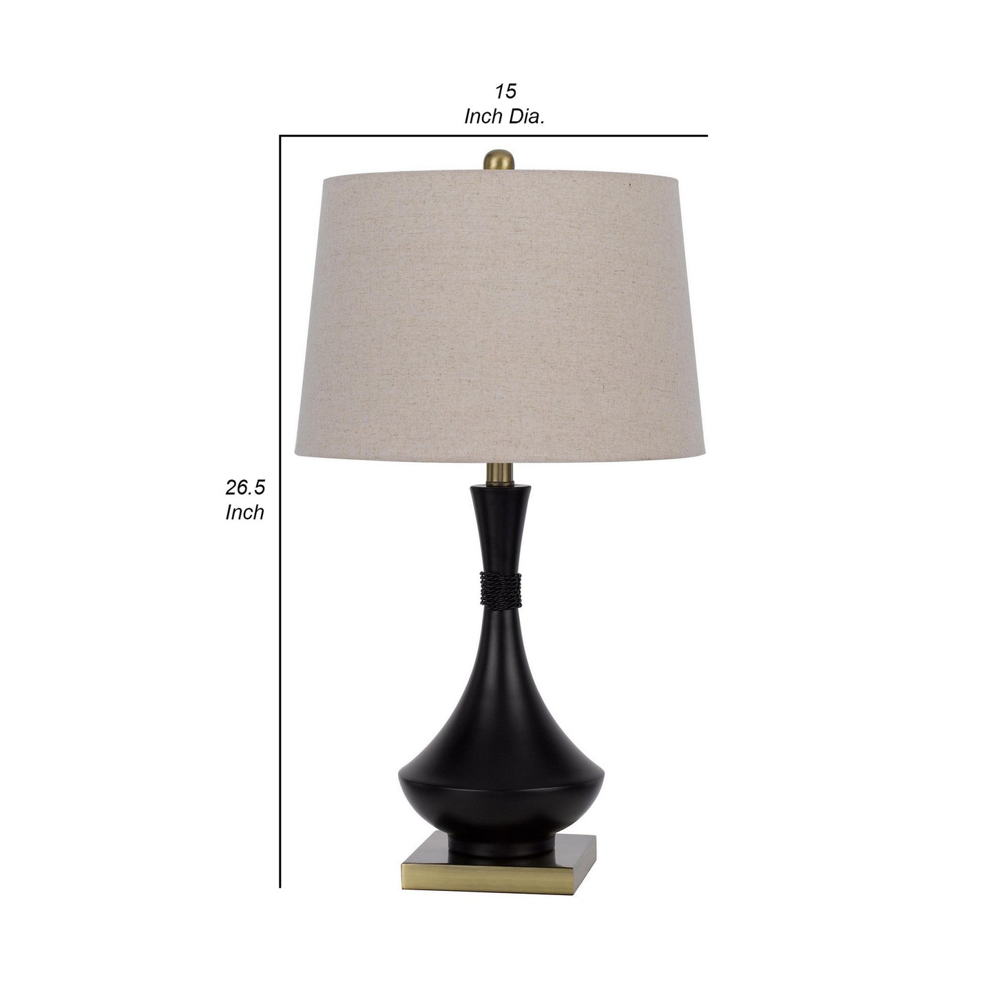27 Inch Modern Table Lamp Metal Base Set of 2 Black Antique Brass
