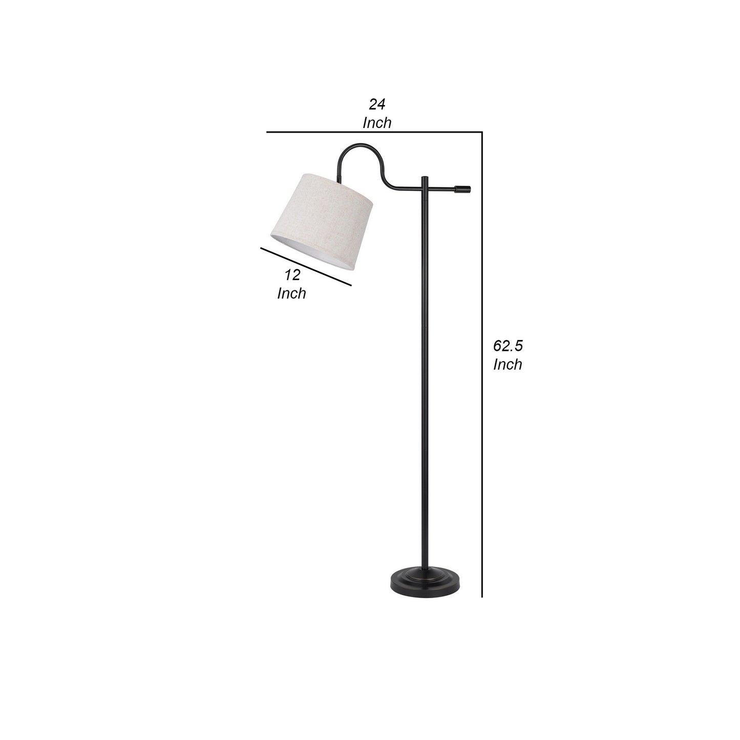 63 Inch Floor Lamp Adjustable Shade Metal Base Dark Bronze