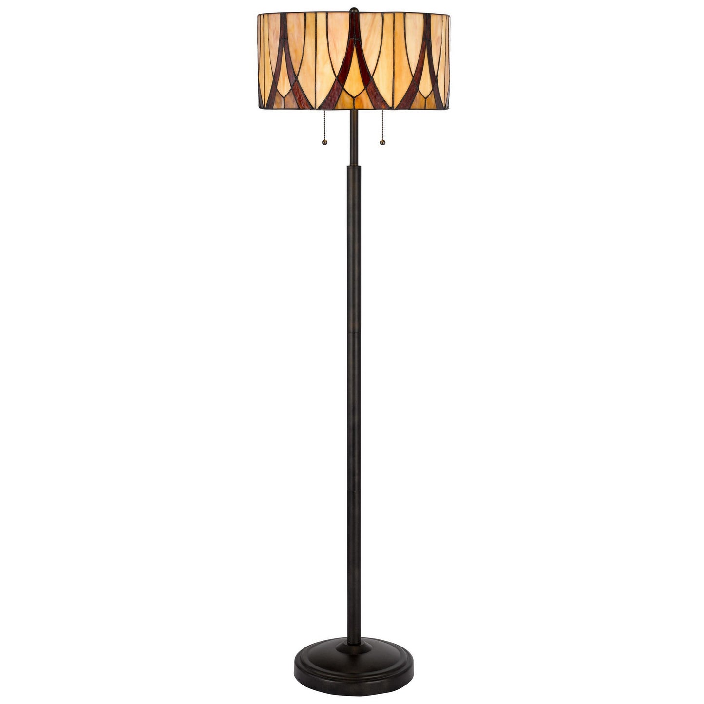 Eli 60 Inch Tiffany Style Floor Lamp Glass Shade Metal Base Antique Bronze