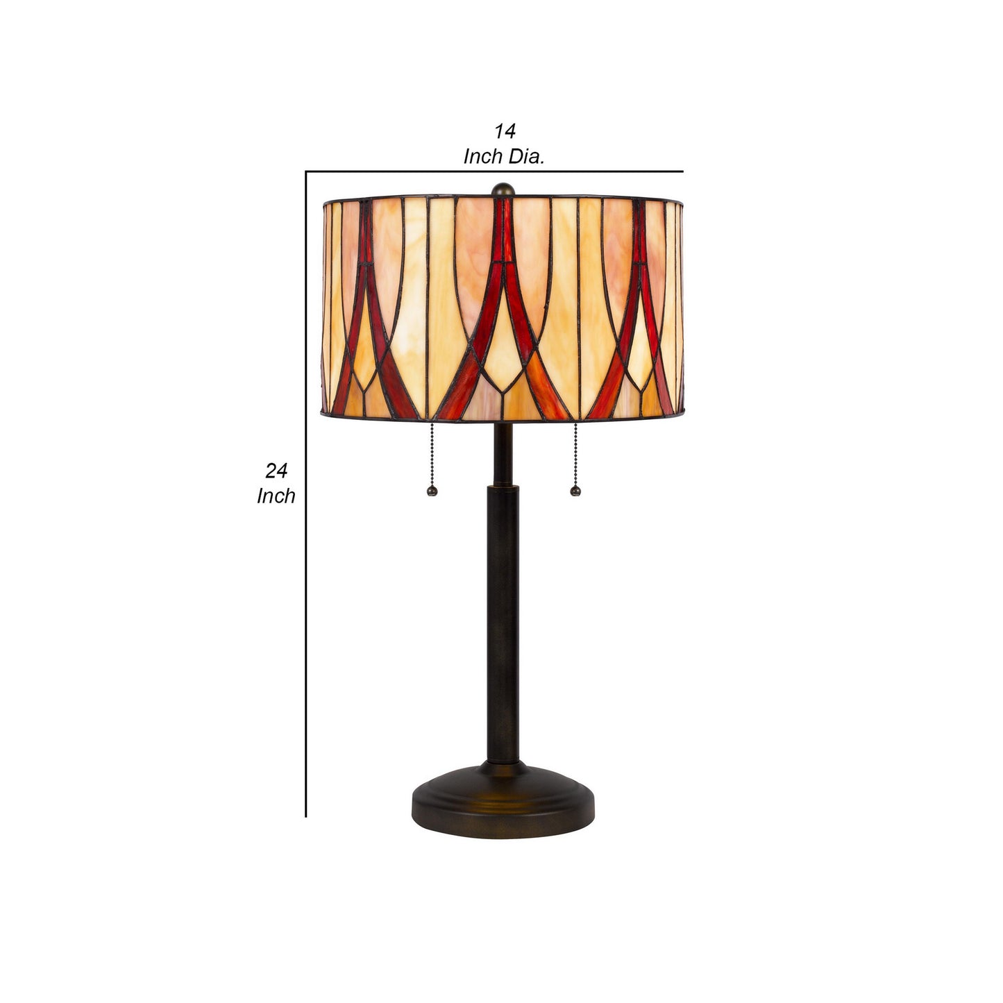 Eli 24 Inch Tiffany Style Table Lamp Glass Shade Antique Bronze