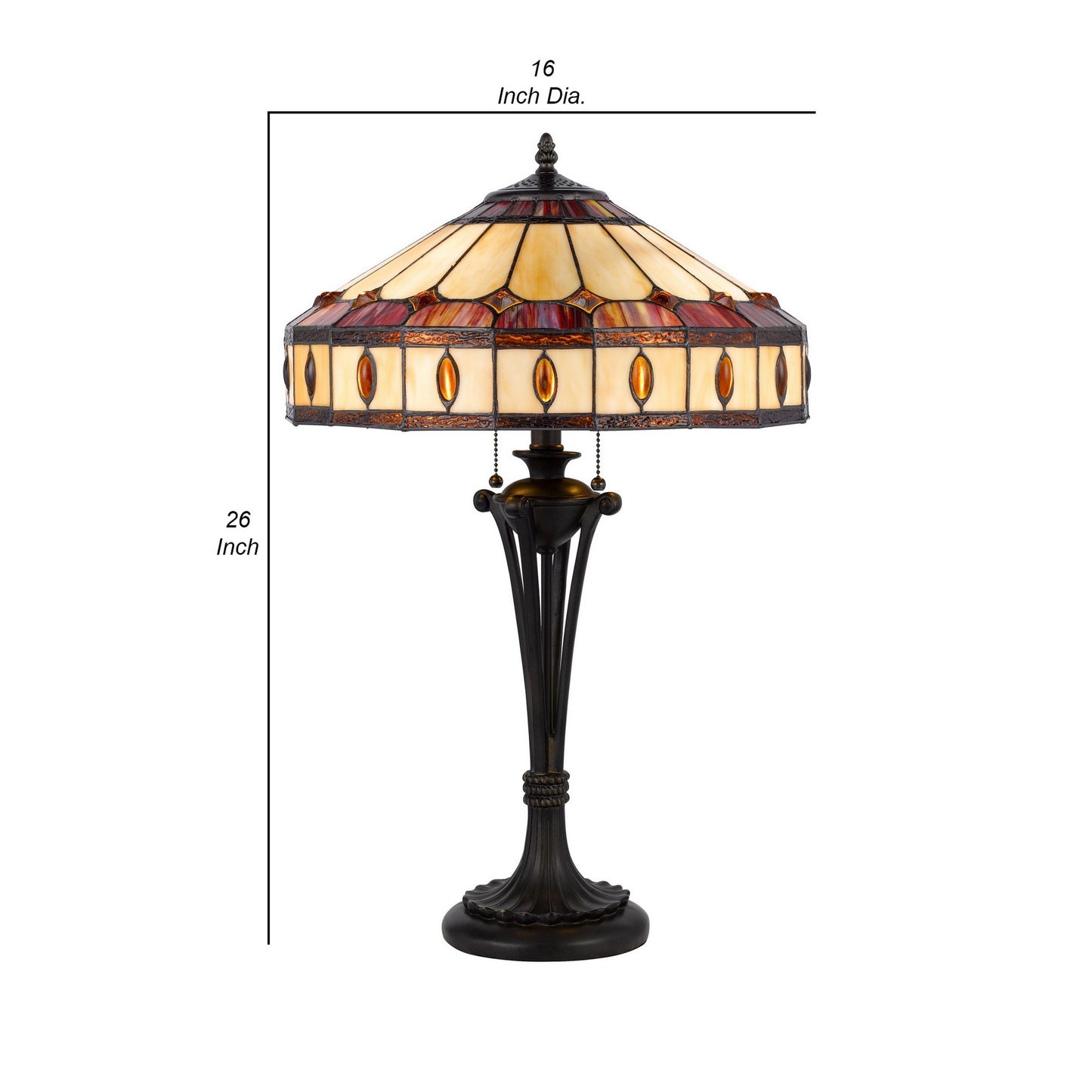 Xia 26 Inch Tiffany Style Vintage Table Lamp Glass Shade Antique Bronze