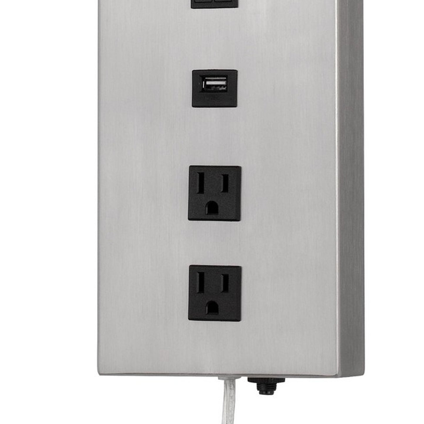 Rexi Modern Metal Wall Lamp 2 Shades Usb 2 Power Outlets White Silver