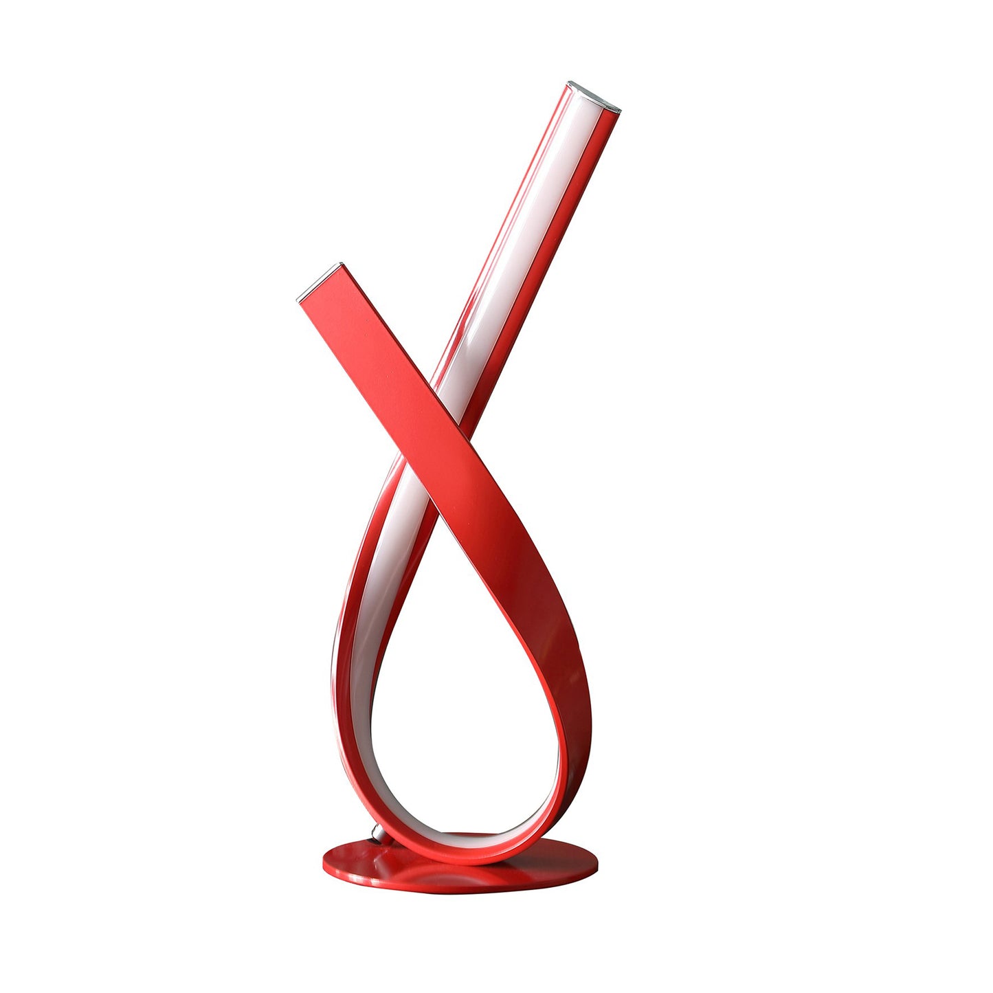 17 Inch Accent Table Lamp Ribboned Bow Round Base LED Lighting Red