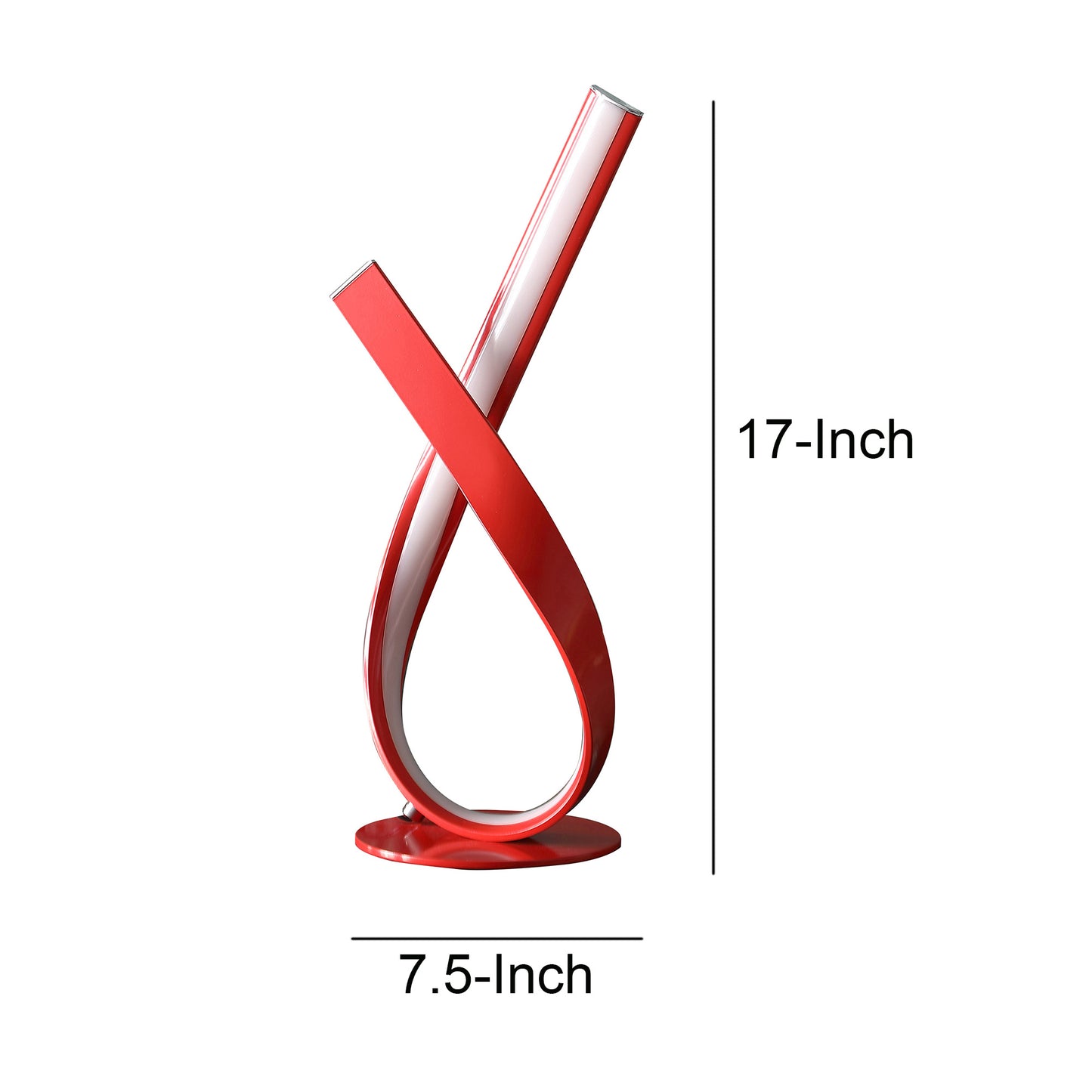 17 Inch Accent Table Lamp Ribboned Bow Round Base LED Lighting Red