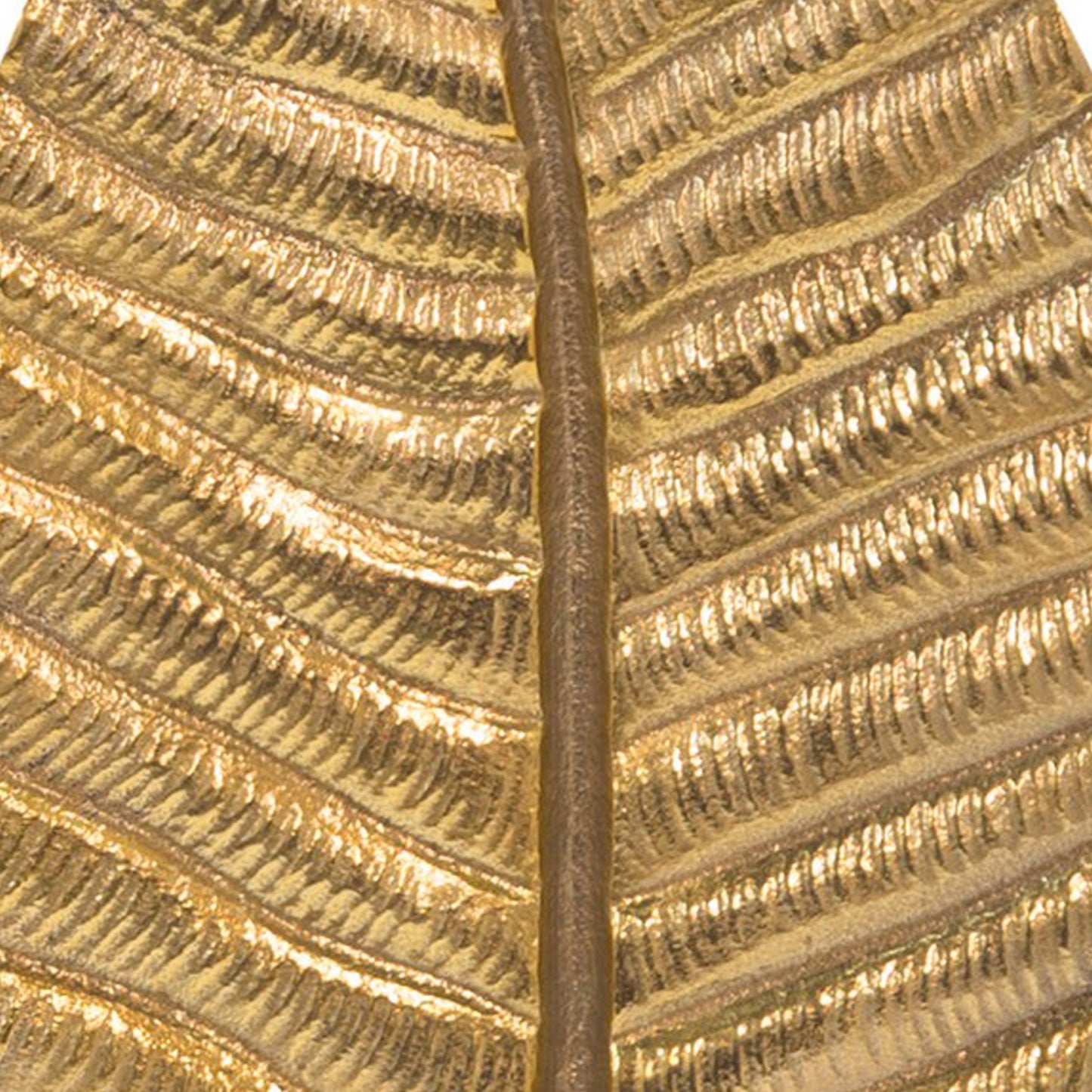 19 Inch Modern Leaf Accent Decor White Block Base Gold Finished Aluminum